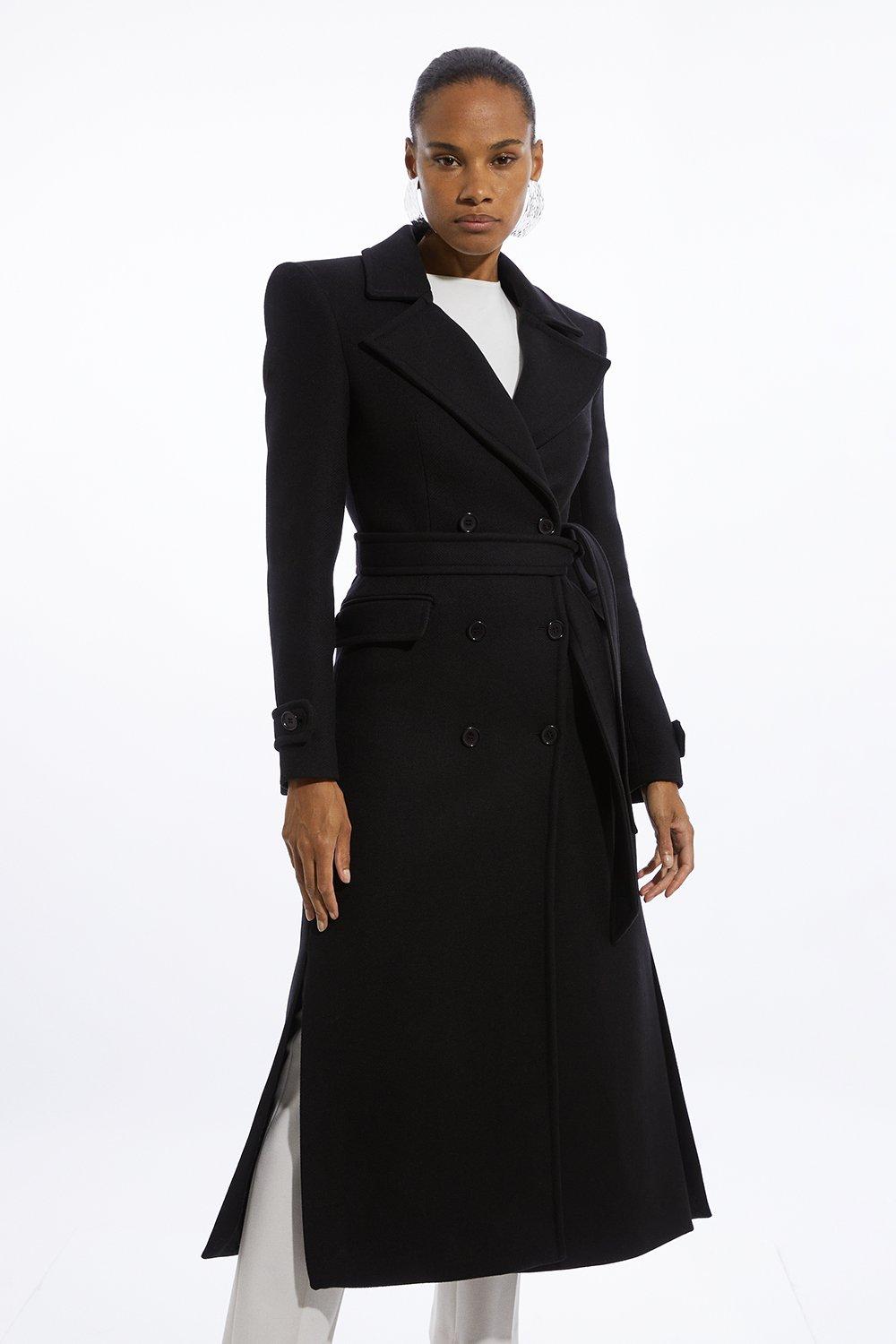 Tailored Double Breasted Belted Maxi Coat | Karen Millen