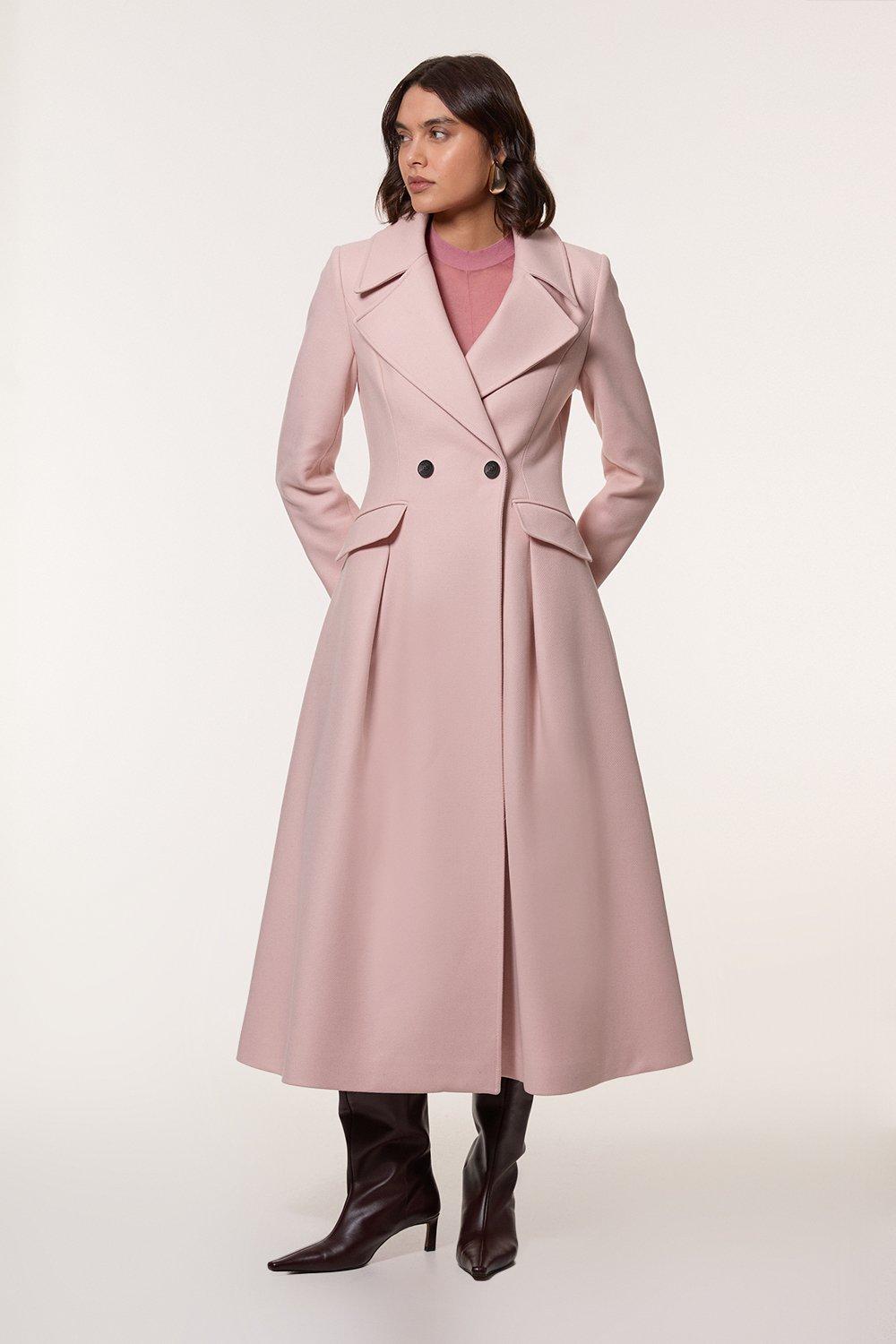 Italian Manteco Wool Oversized Shoulder Midi Coat | Karen Millen Italian Manteco Wool Oversized Shoulder Midi Coat | Karen Millen