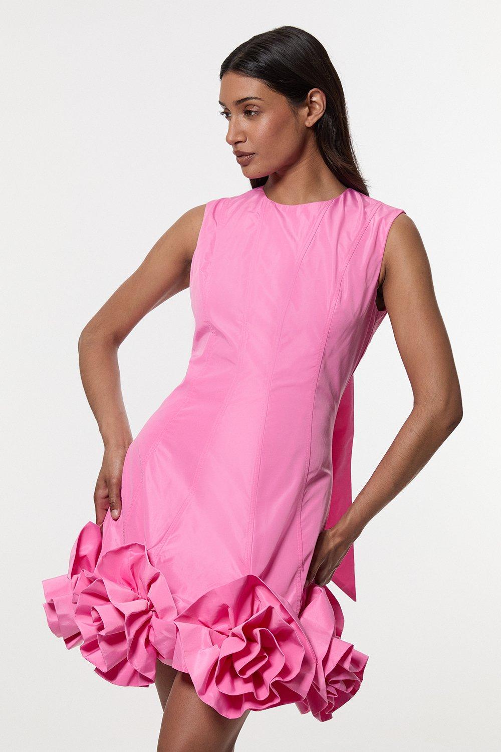 Floral Chiffon Corsage Ruffle Mini Dress | Karen Millen