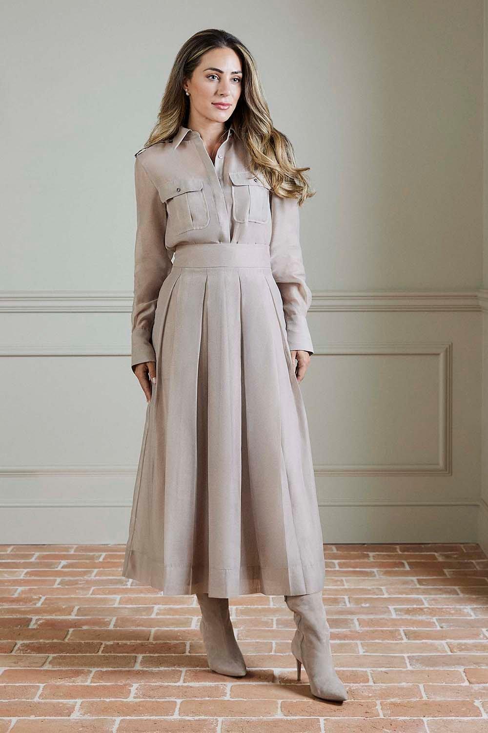 Tailored Metallic Full Midi Skirt | Karen Millen