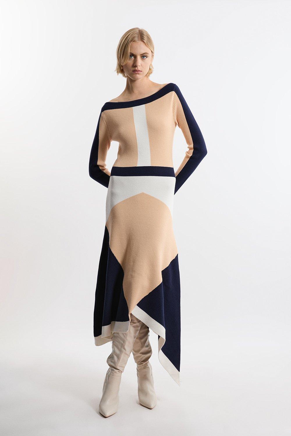 国内発・関税込!! KAREN MILLEN*ニットジップシフォン袖ドレス Petite Sleeveless Viscose Blend Turtleneck Knit Midaxi Dress