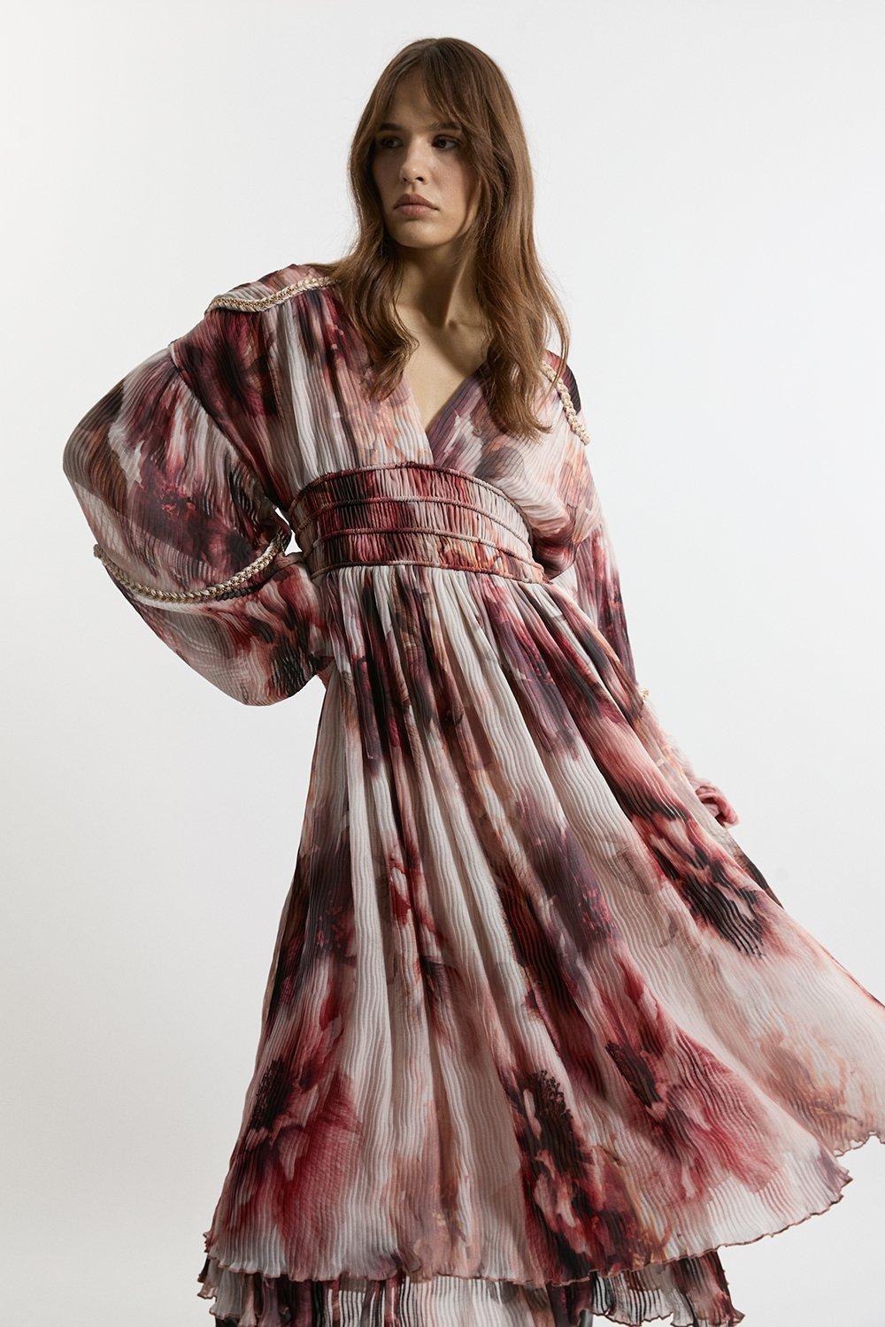 Plus Size Lydia Millen Crinkle Chiffon Floral Midi Dress Plus Size Lydia Millen Crinkle Chiffon Floral Midi Dress