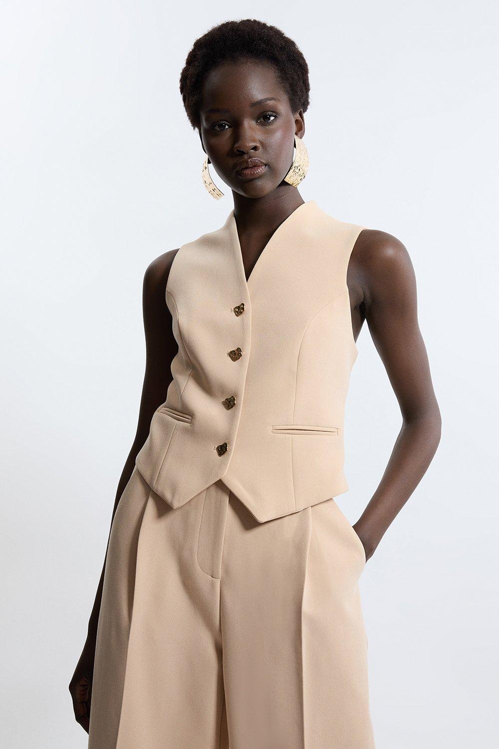 CLANE（クラネ）WOOL COTTON TAILORED VEST 1 LONGLINE TAILORED TWILL WAISTCOAT