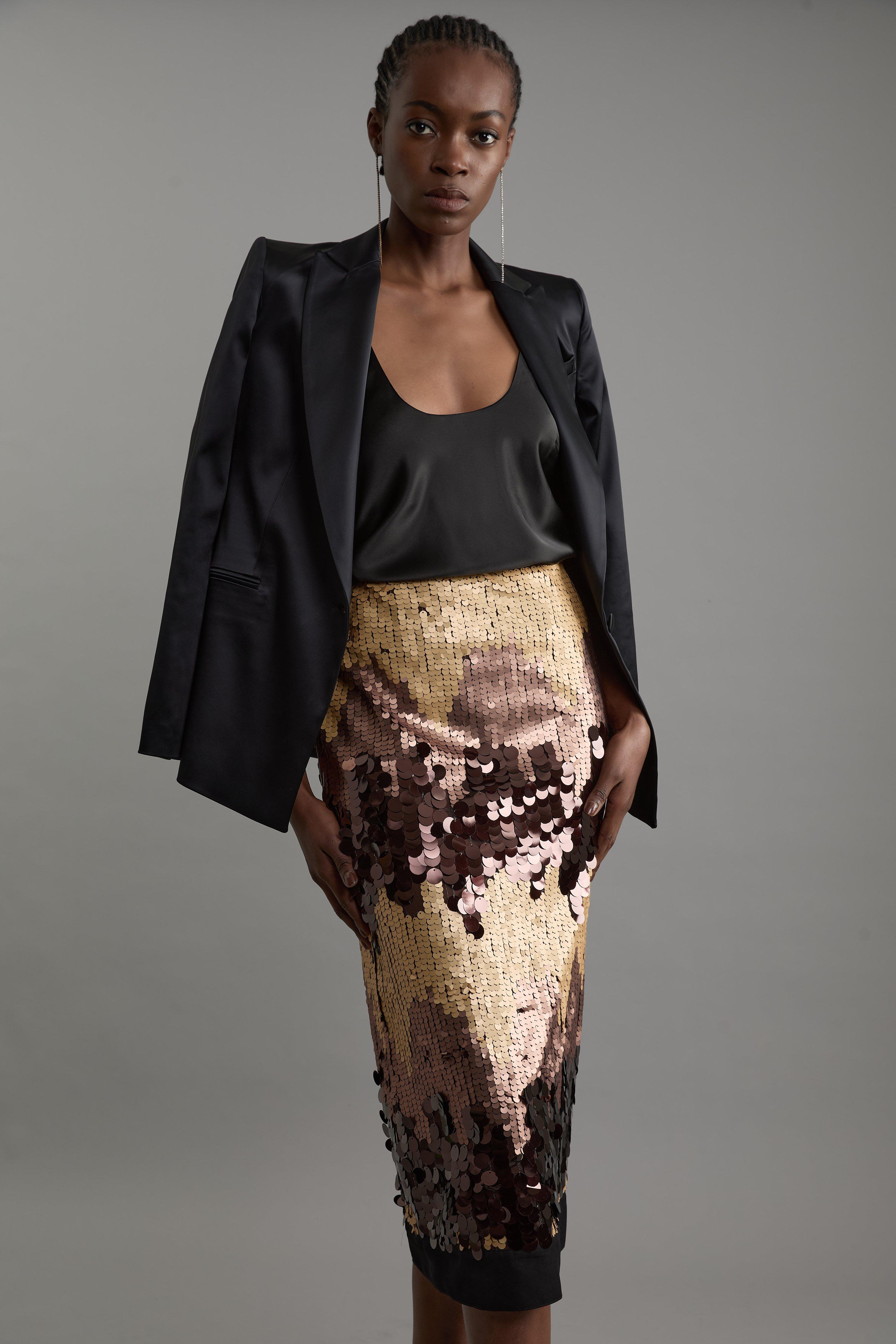 Tailored Crepe Buckle Detail Pleated Midaxi Skirt | Karen Millen Tailored Crepe Buckle Detail Pleated Midaxi Skirt | Karen Millen
