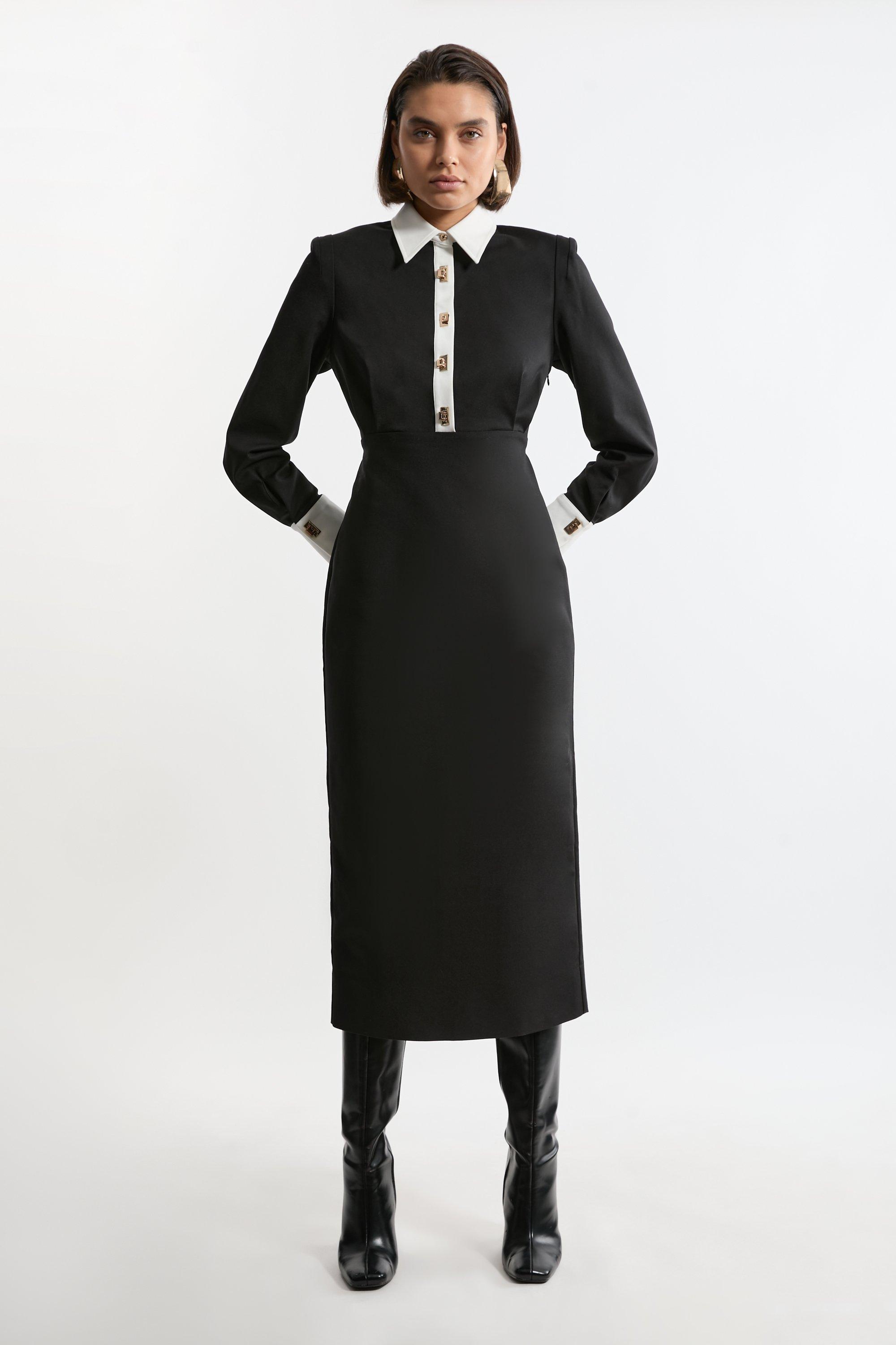 Jersey Ponte Bow Maxi Dress | Karen Millen
