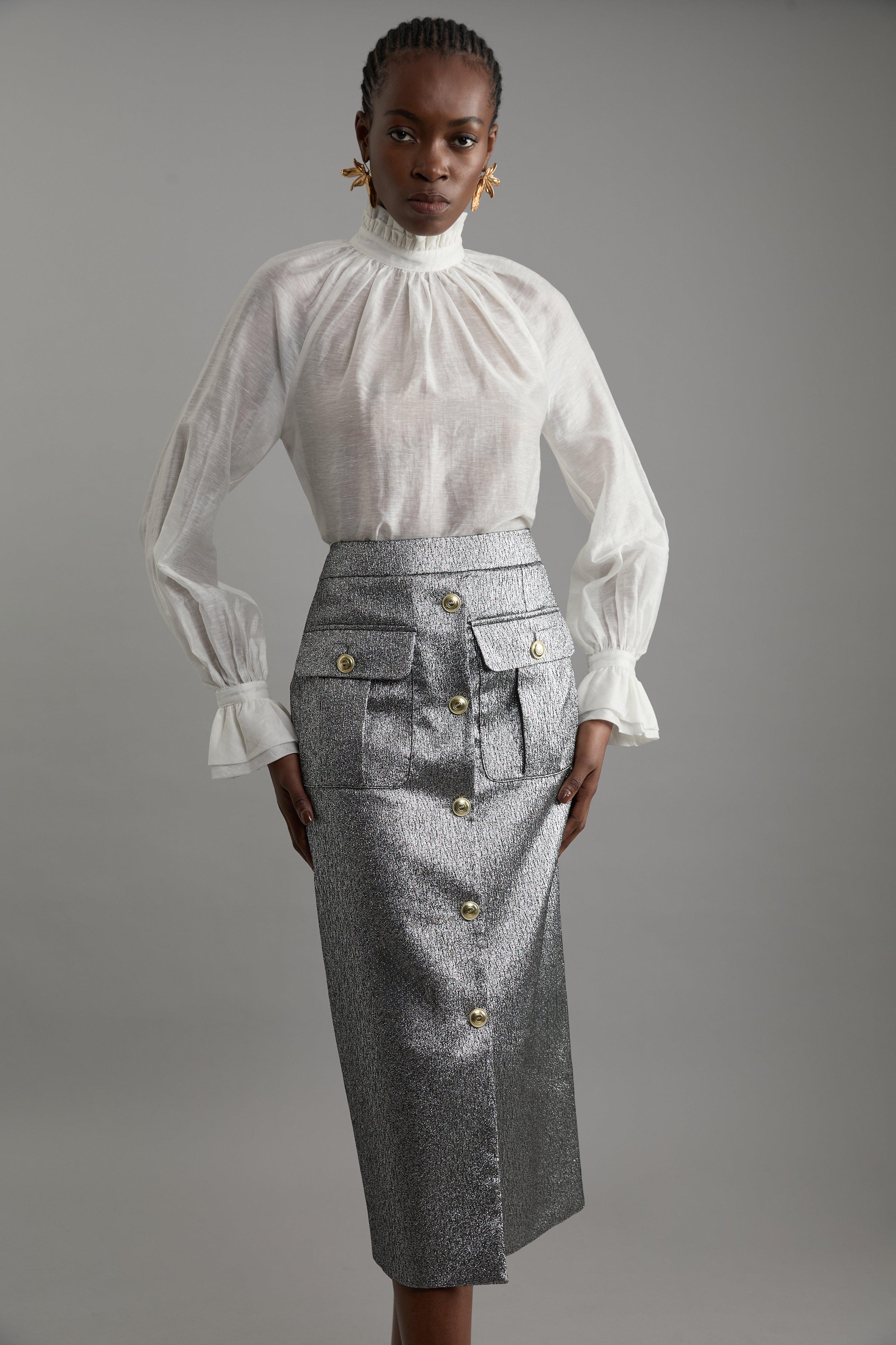 Textured Sequin Woven Maxi Skirt | Karen Millen Textured Sequin Woven Maxi Skirt | Karen Millen