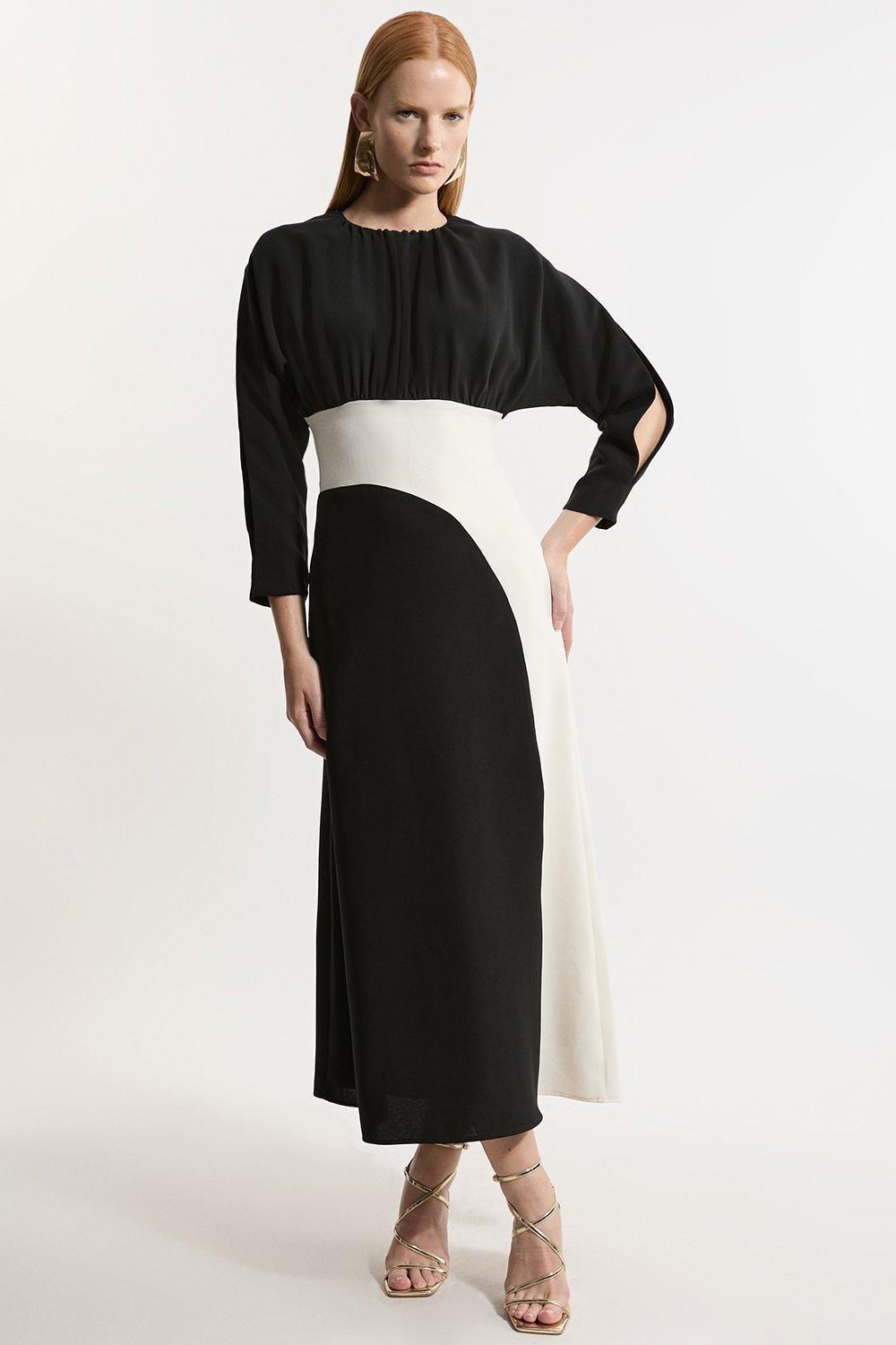Mono Floral Jersey Sleeveless Maxi Dress | Karen Millen