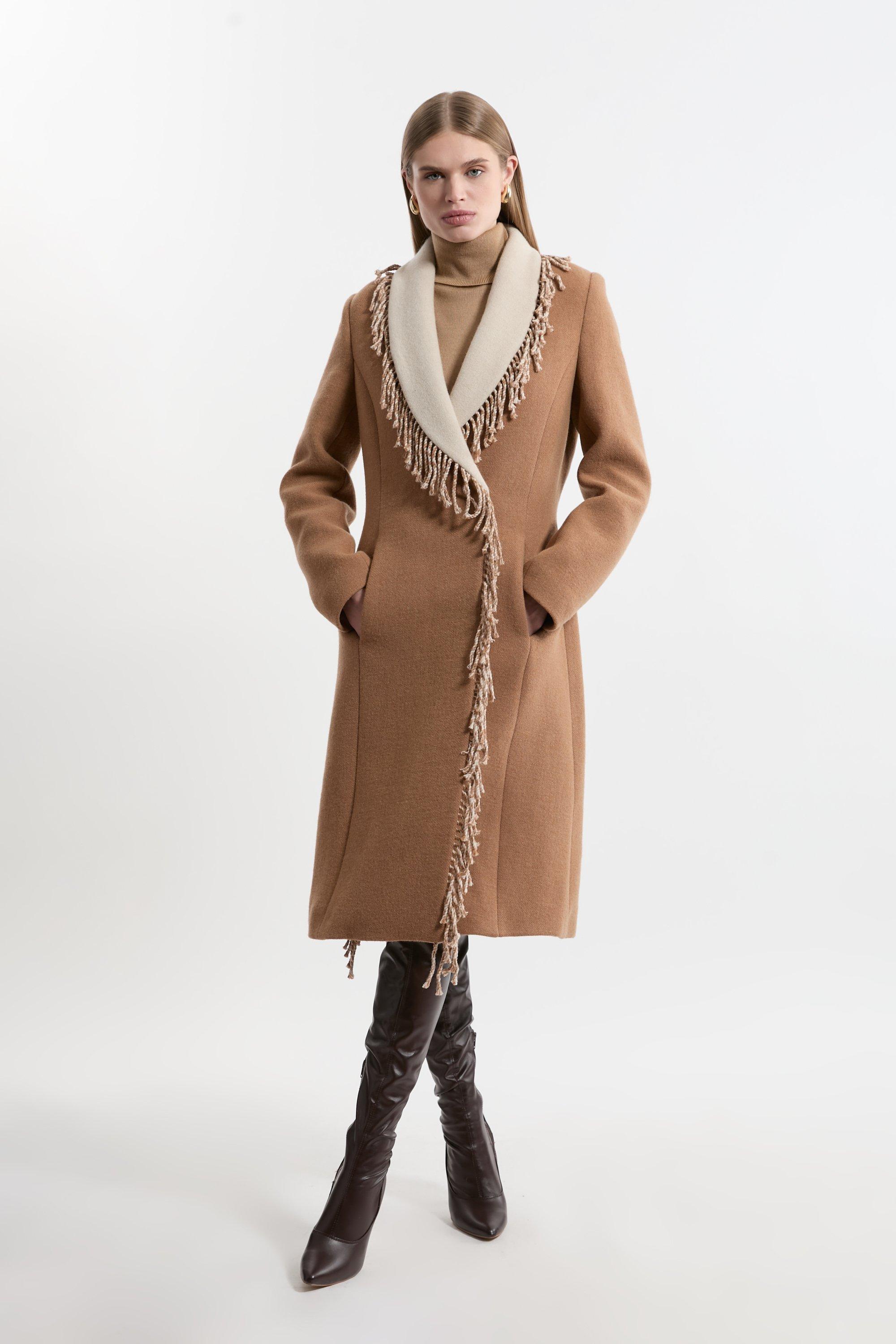 Italian Virgin Wool Belted Military Coat | Karen Millen
