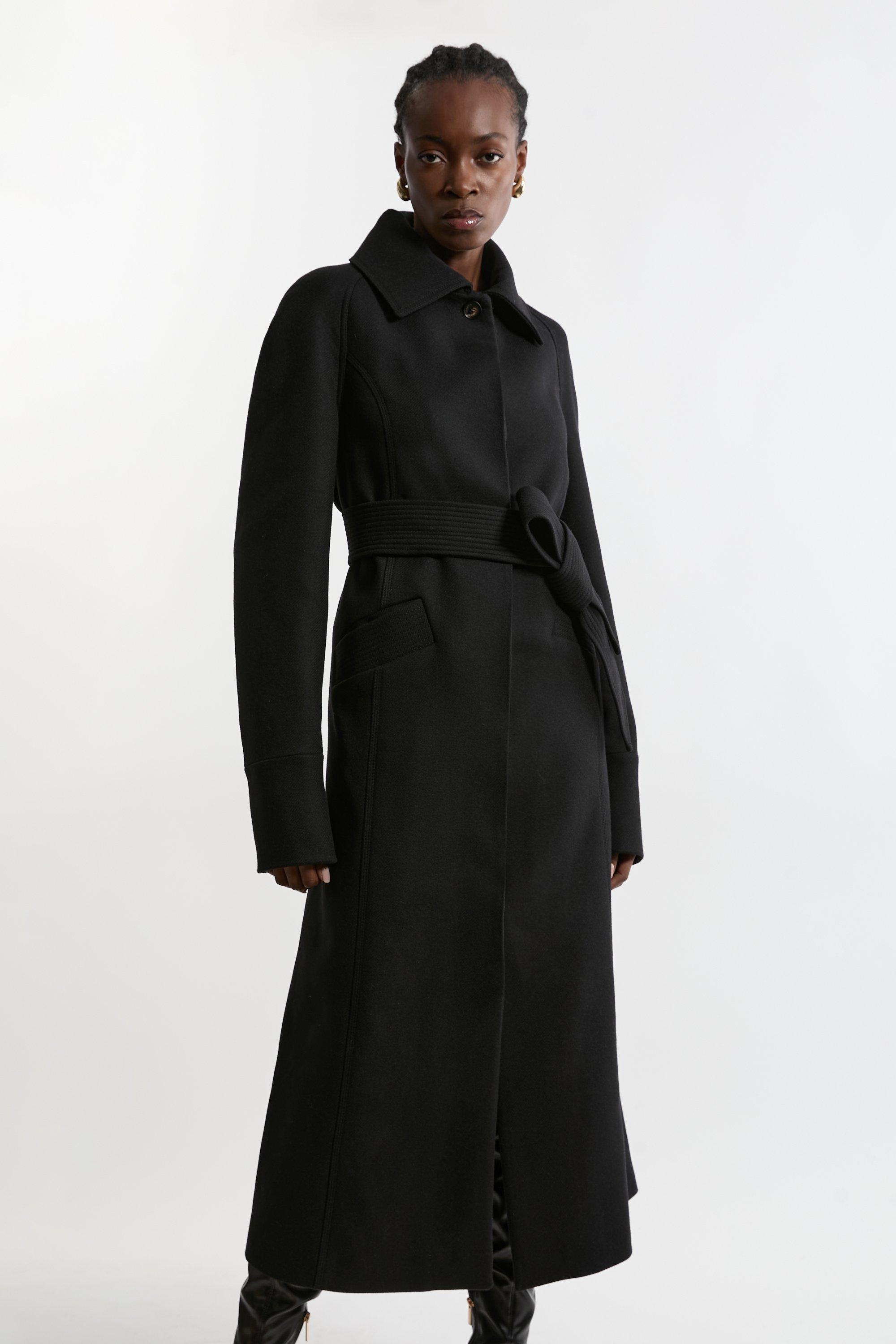 Italian Wool Strong Shoulder Anti Fit Maxi Coat | Karen Millen