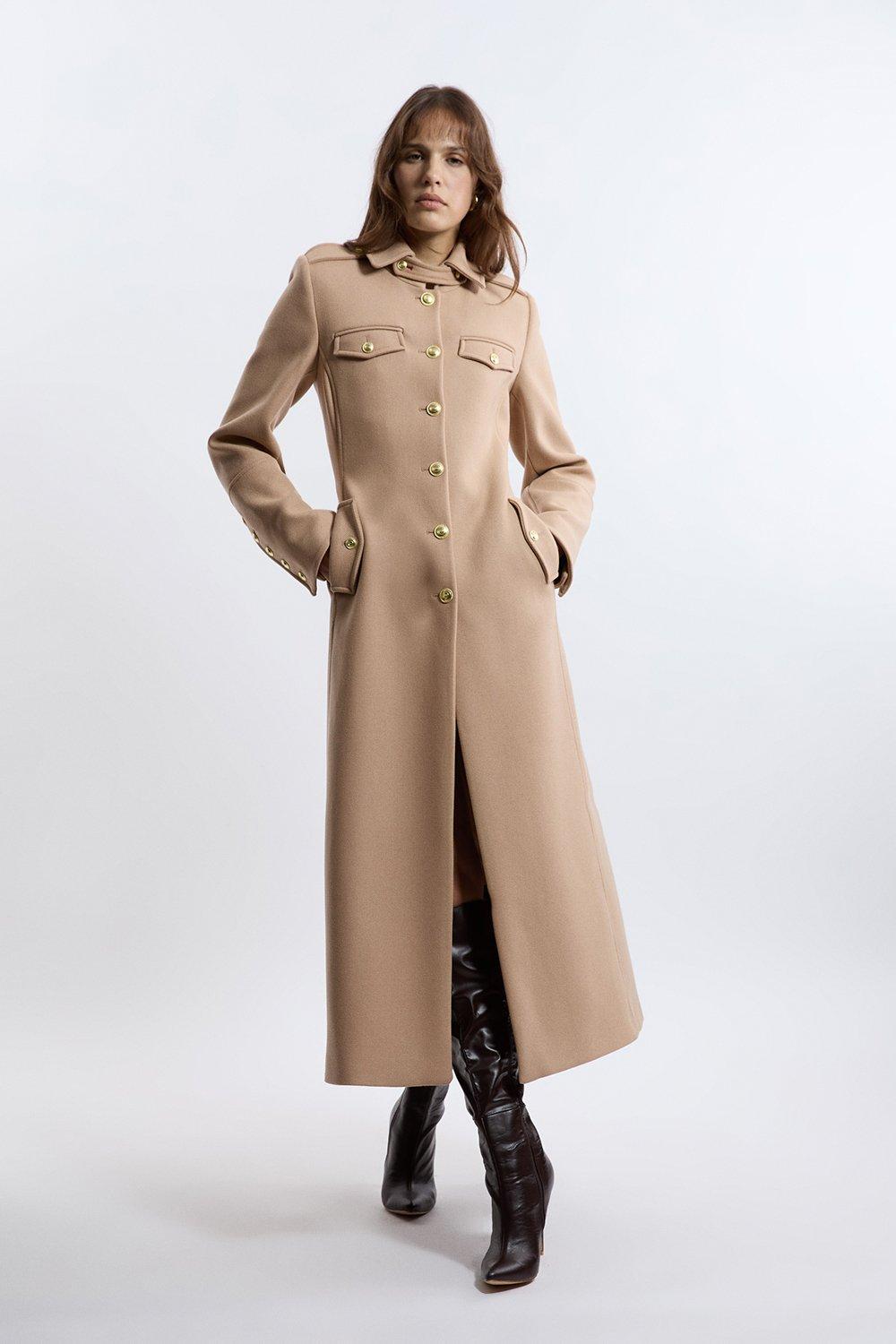 Italian Wool Blend Animal Jacquard Coat | Karen Millen