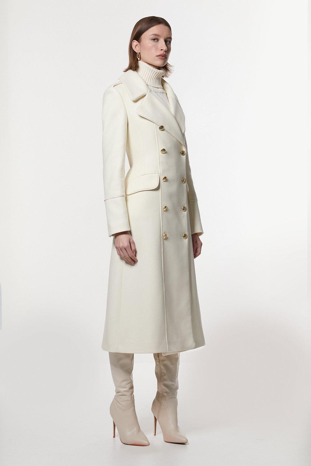 Italian Luxe Finish Wool Cashmere Blend Hourglass Midi Coat