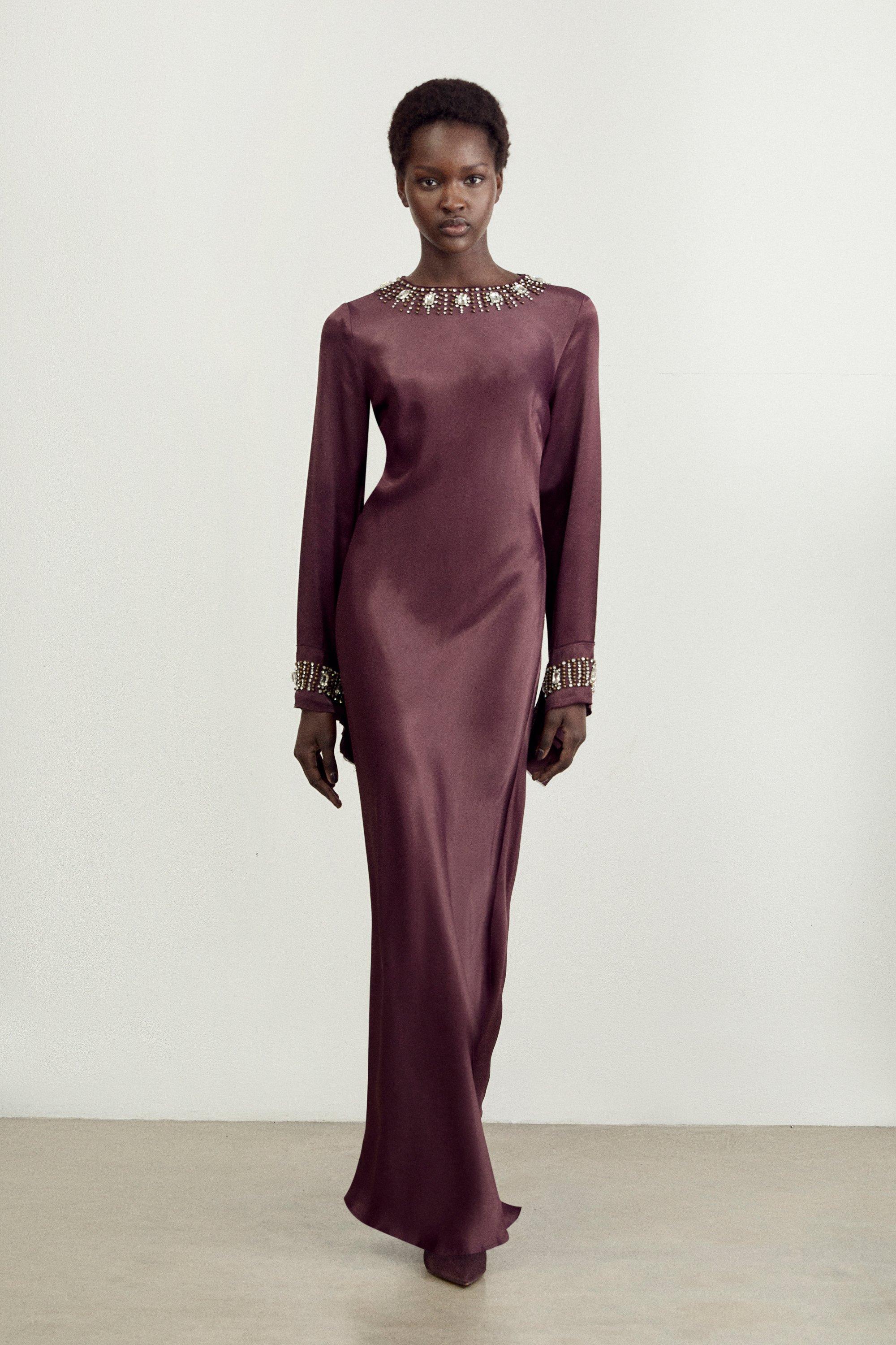 Lydia Millen Crinkle Satin Chiffon Woven Maxi Dress | Karen
