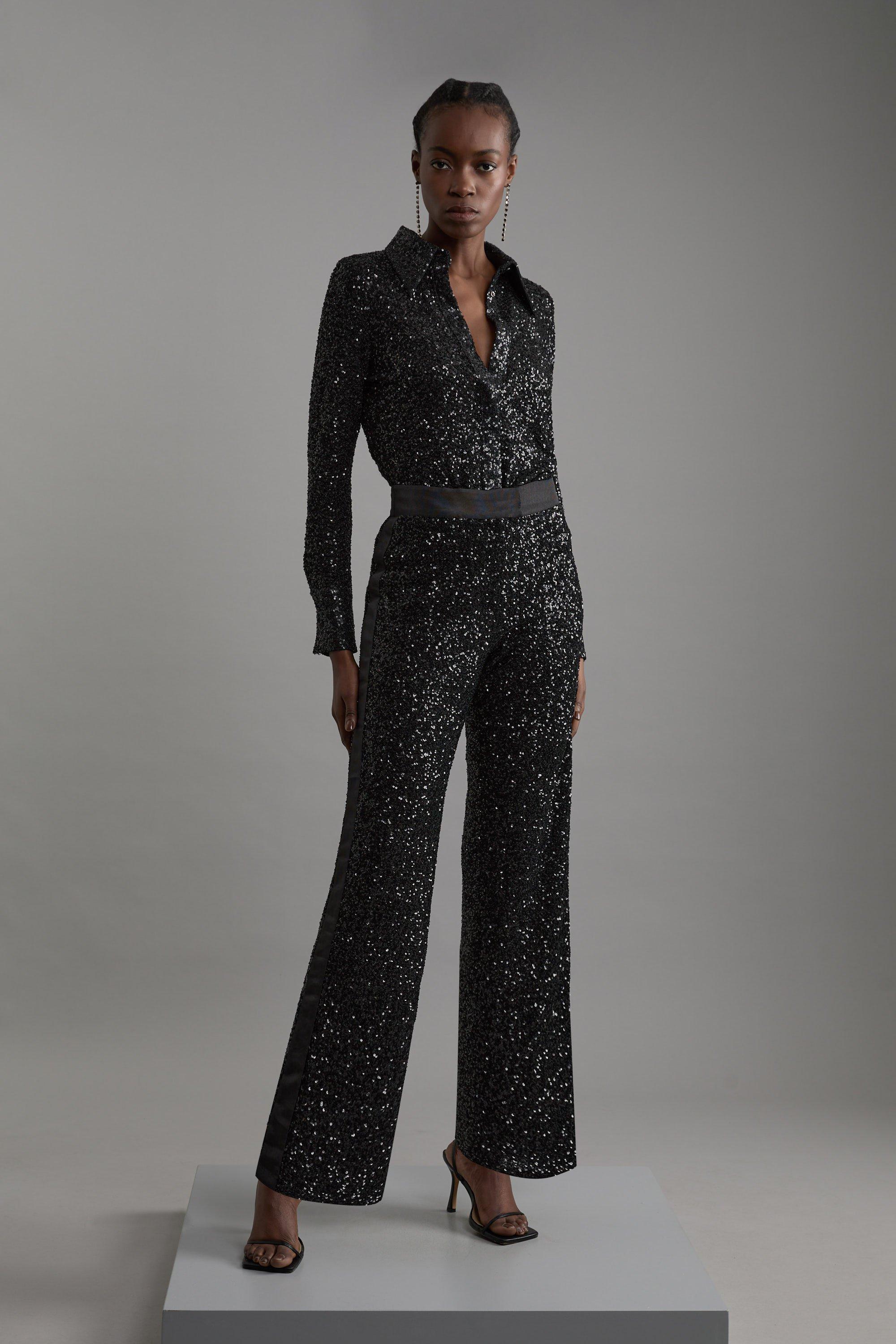 Lydia Millen Compact Stretch Grosgrain Detail Tailored Wide