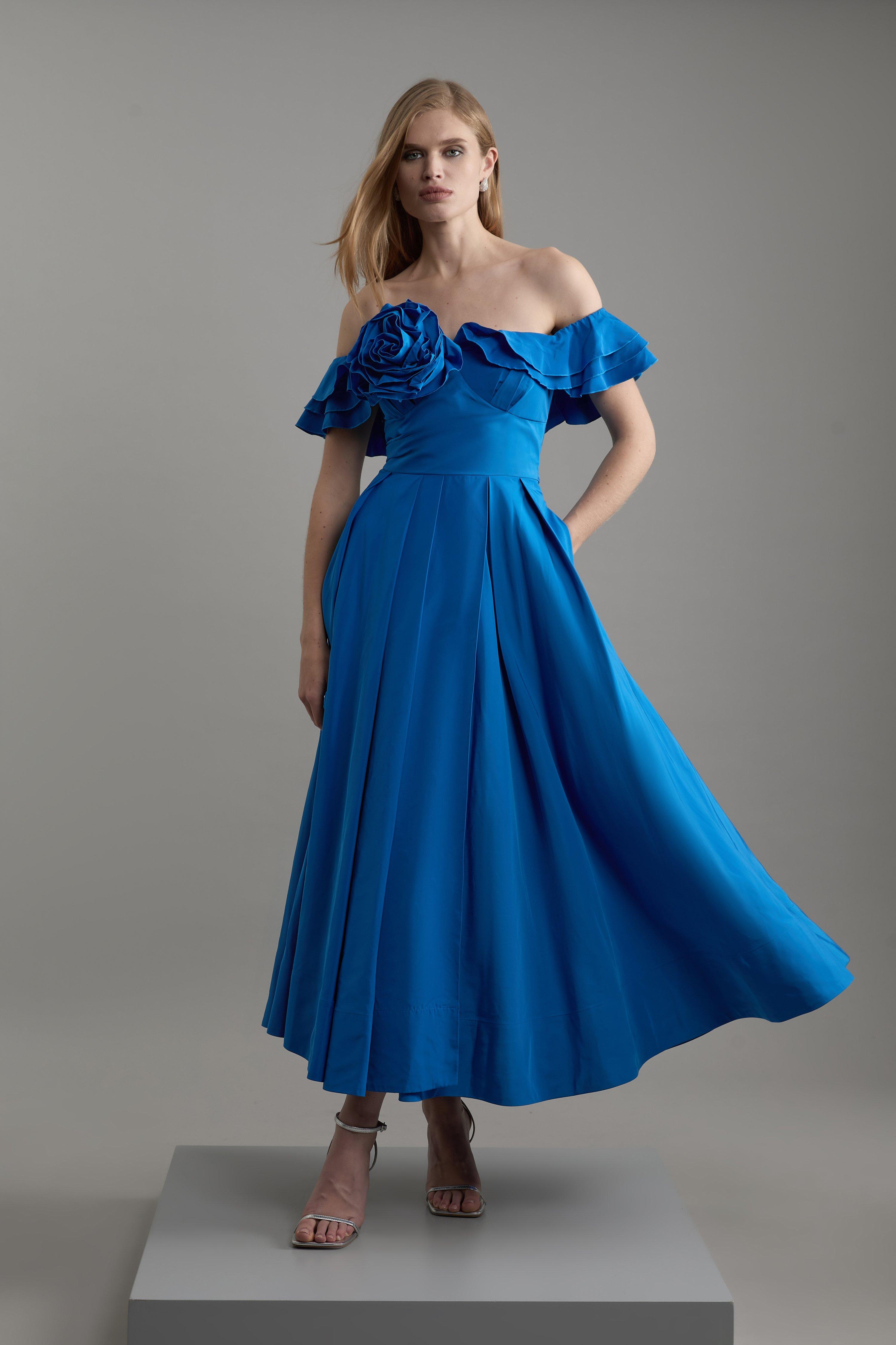 Petite Ombre Floral Silk Cotton Plunge Maxi Dress | Karen Millen Petite Ombre Floral Silk Cotton Plunge Maxi Dress | Karen Millen
