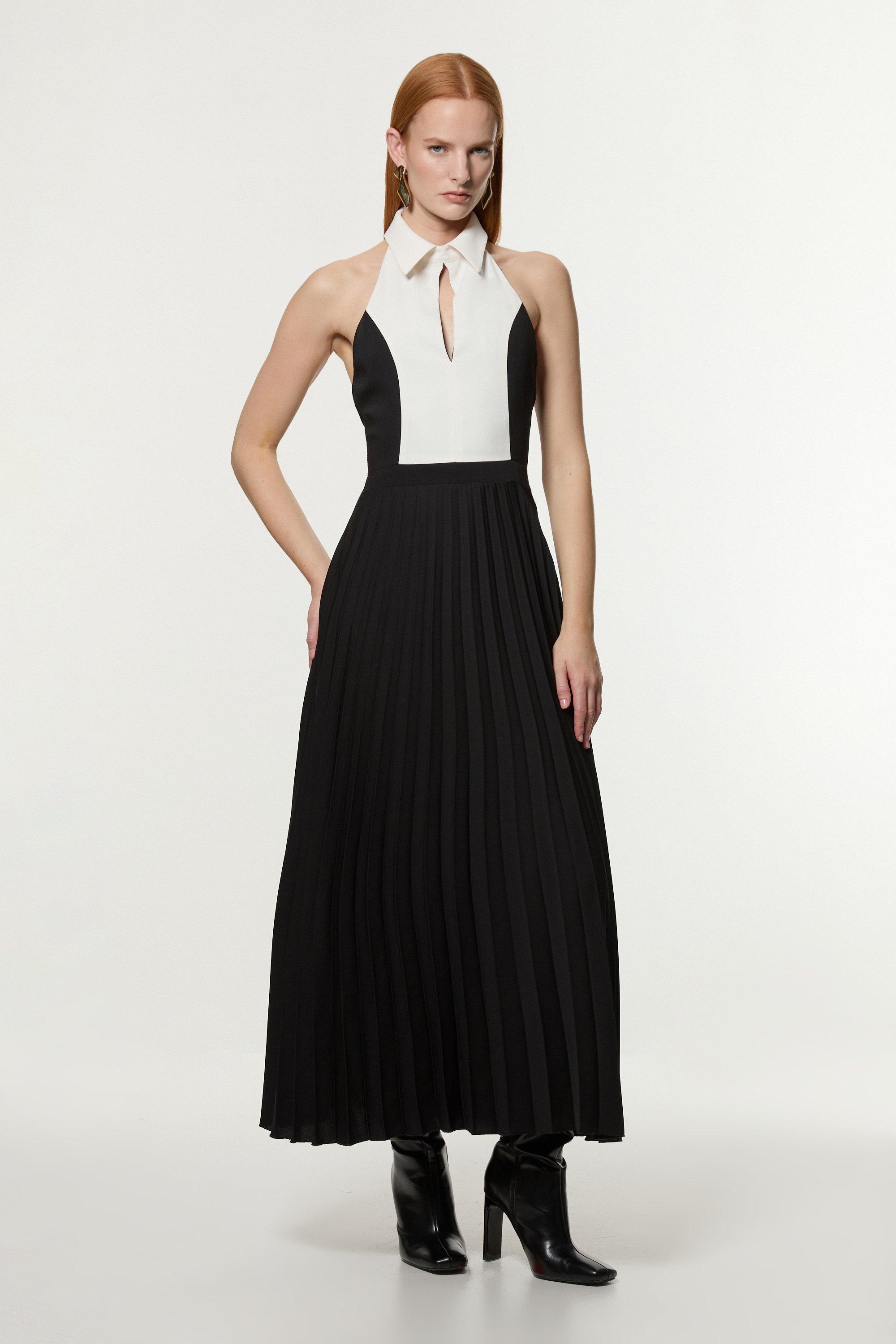 KAREN MILLEN*テーラードカラーブロックバンドゥミディドレス Petite Compact Stretch Colourblock Tailored Bandeau Midi