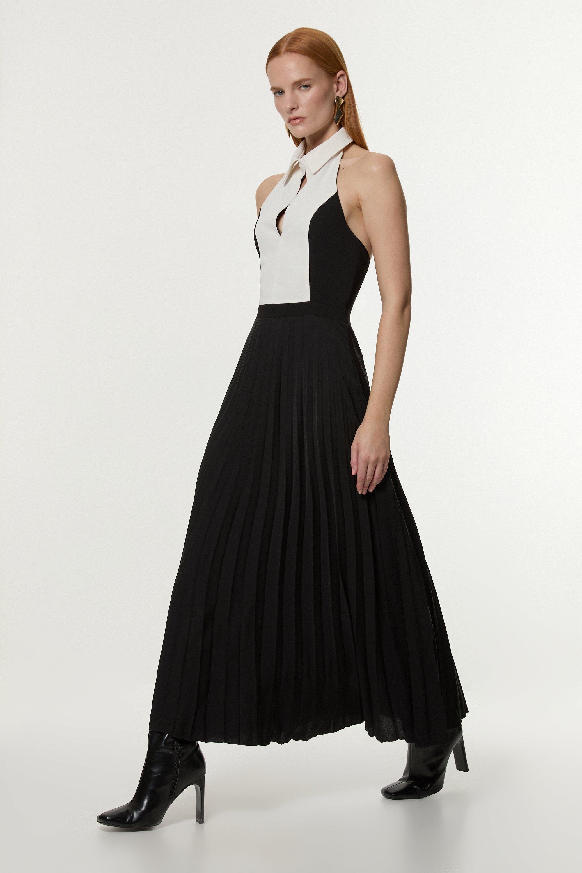 Malbon■(W)Open Collar Pleats Dress■送料込 Keyhole Cotton Poplin Maxi Dress In Placed Floral For Women