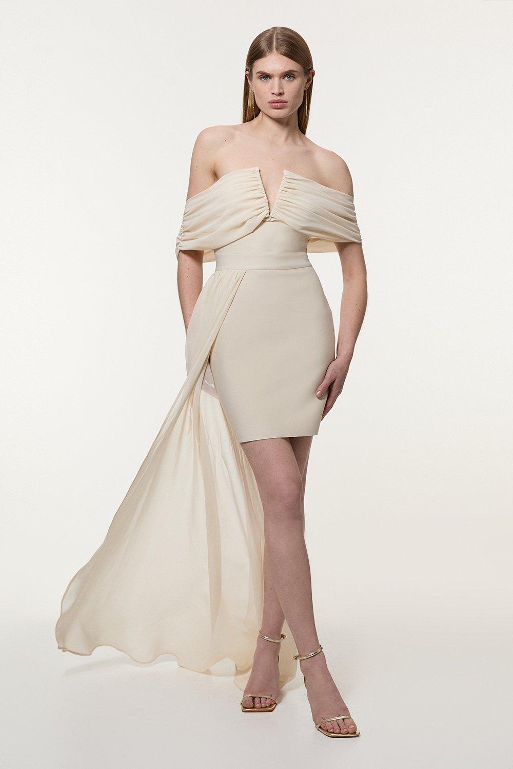 国内発・関税込!! KAREN MILLEN*ニットジップシフォン袖ドレス bkk16521_neutral_xl?pdp.template
