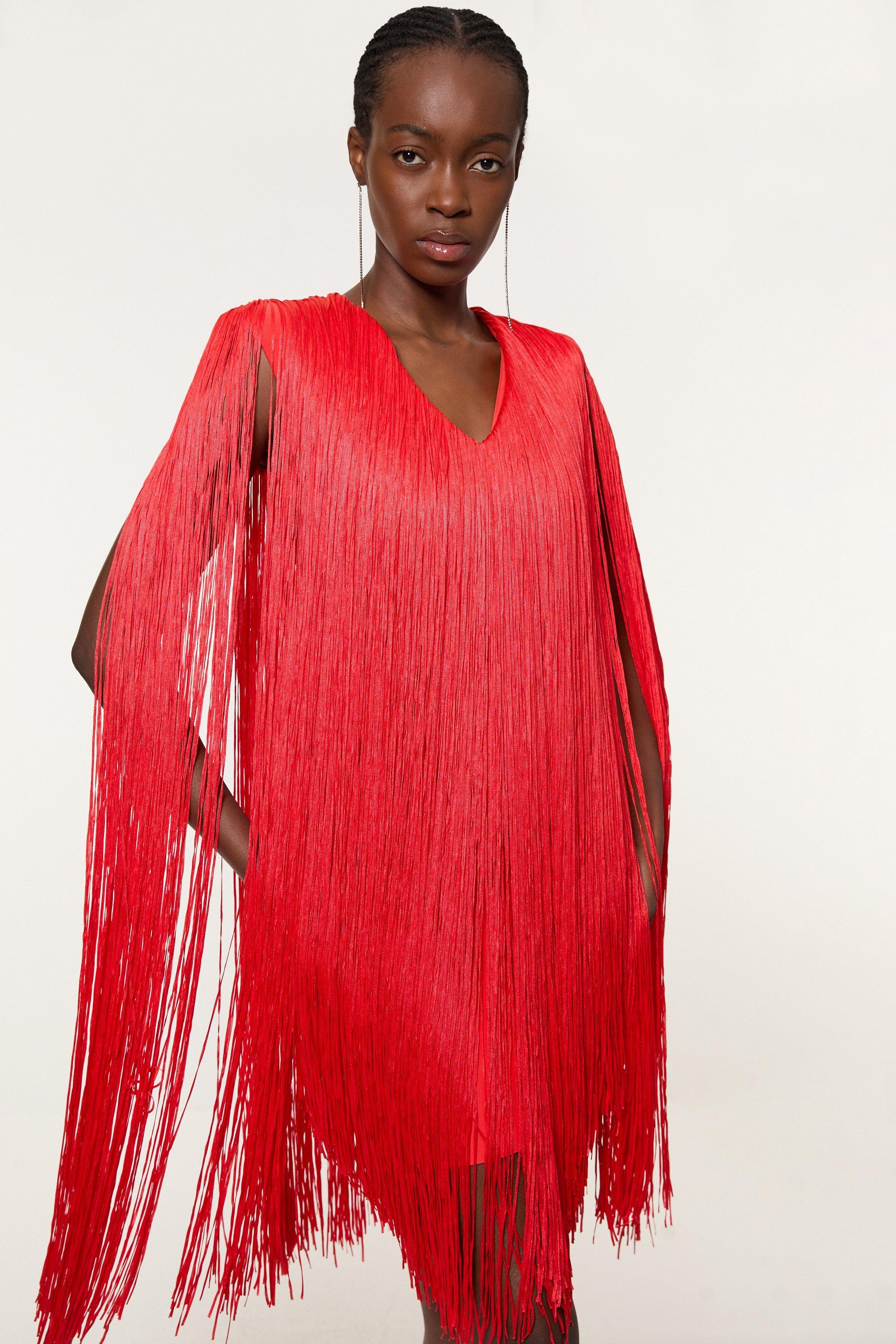 Summer Knit Pleat Detail V Neck Maxi Dress | Karen Millen