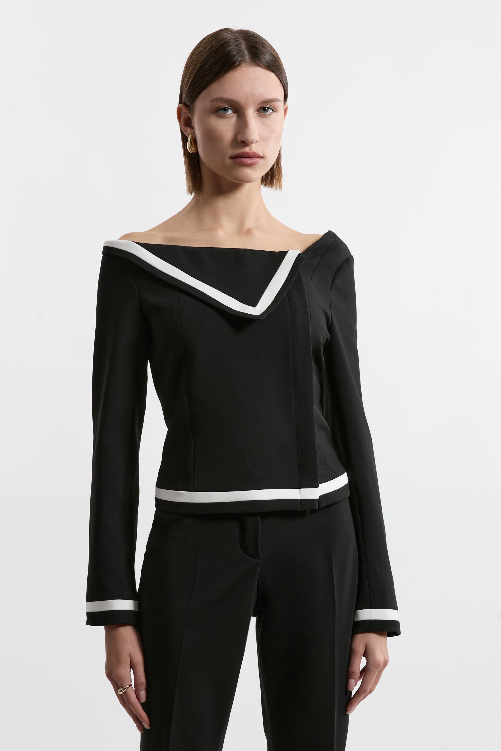 Wool Rich Satin Mix Peplum Jacket | Karen Millen