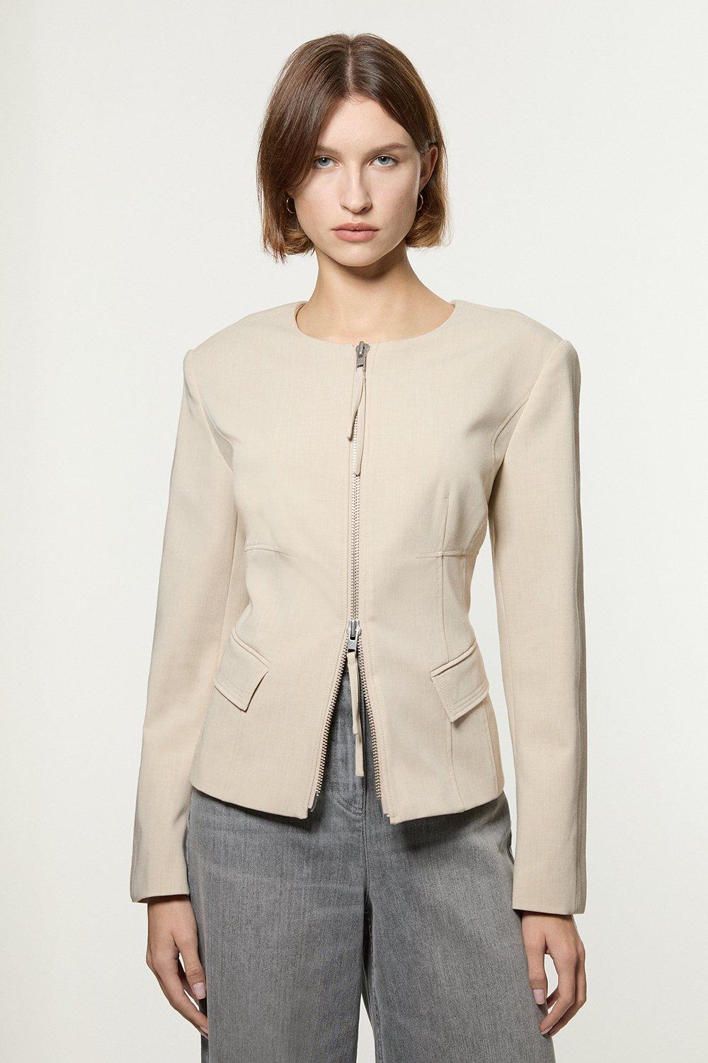 Tailored Wool Blend Double Breasted Blazer | Karen Millen