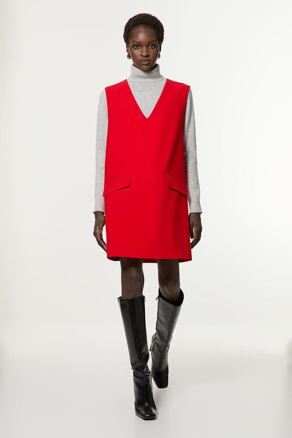 Scuba Rosette Detail Woven Mini Dress | Karen Millen Scuba Rosette Detail Woven Mini Dress | Karen Millen