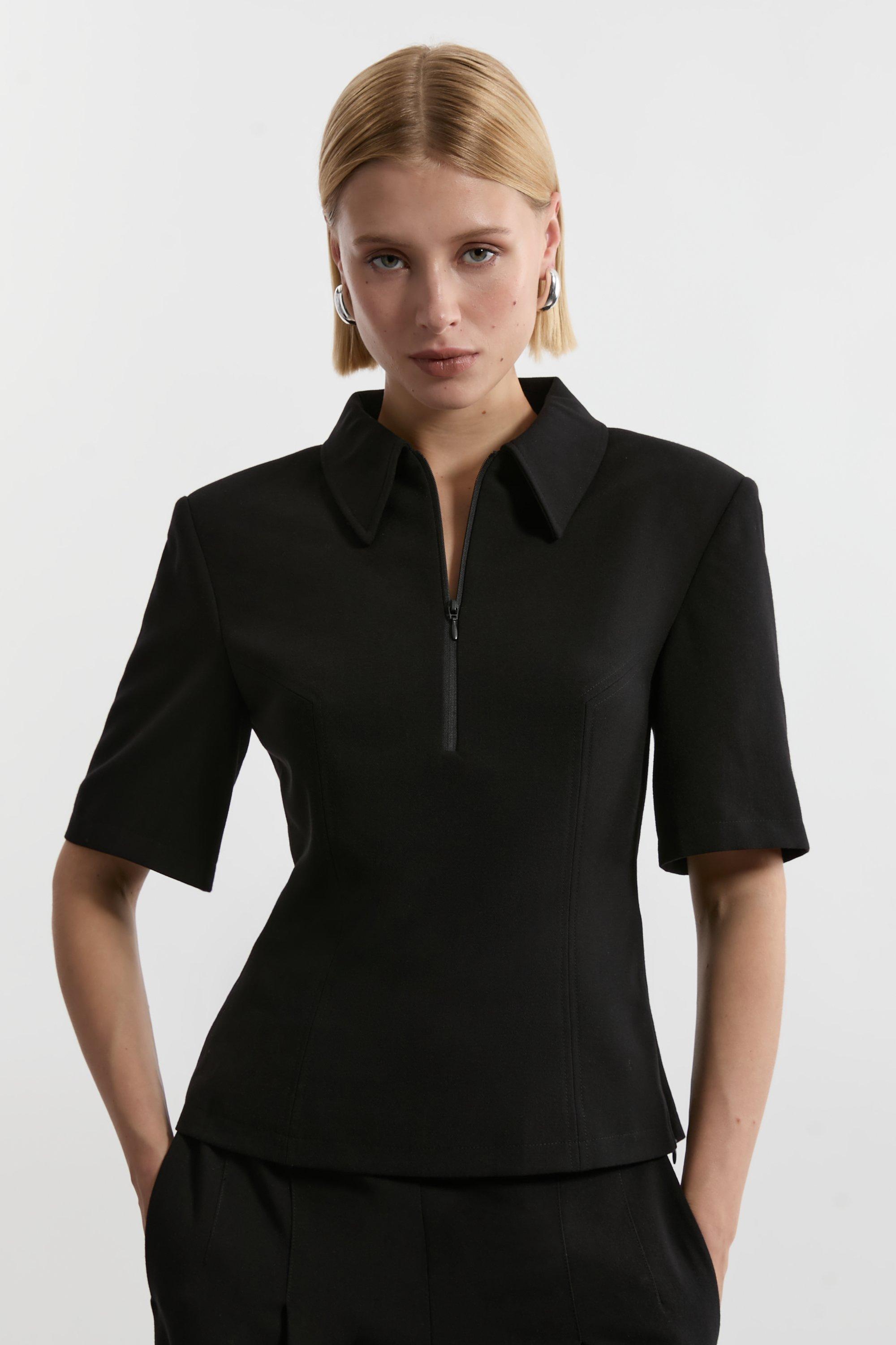 High-Neck Jersey Top | Karen Millen High-Neck Jersey Top | Karen Millen