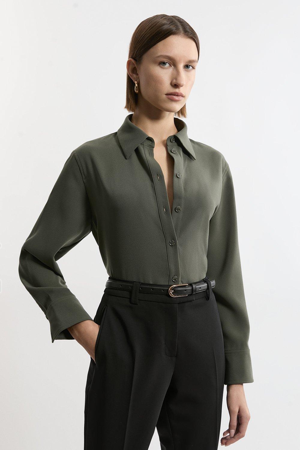 Plus Size Utility Poplin Pocket Shirt | Karen Millen