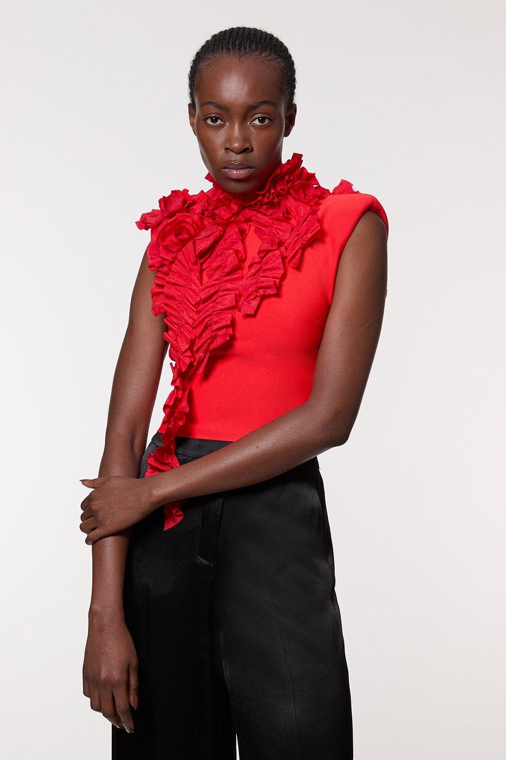 Figure Form Bandage Cross Front Knit Top | Karen Millen