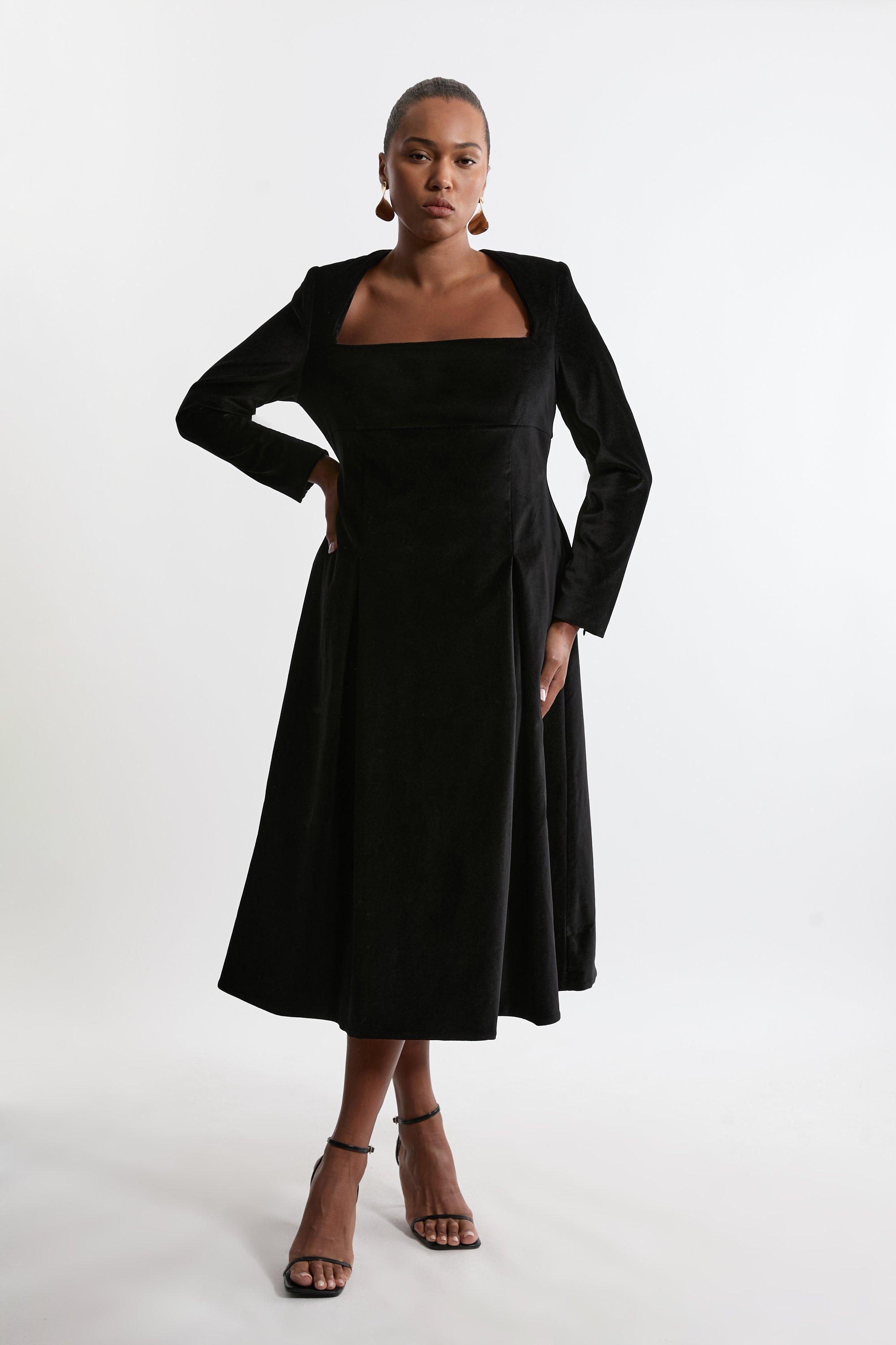 Plus Size Twill Stripe Detail Collared Midaxi Dress | Karen