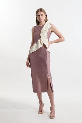 yellow dress cotton dress fitted dress, women dress for party  2218