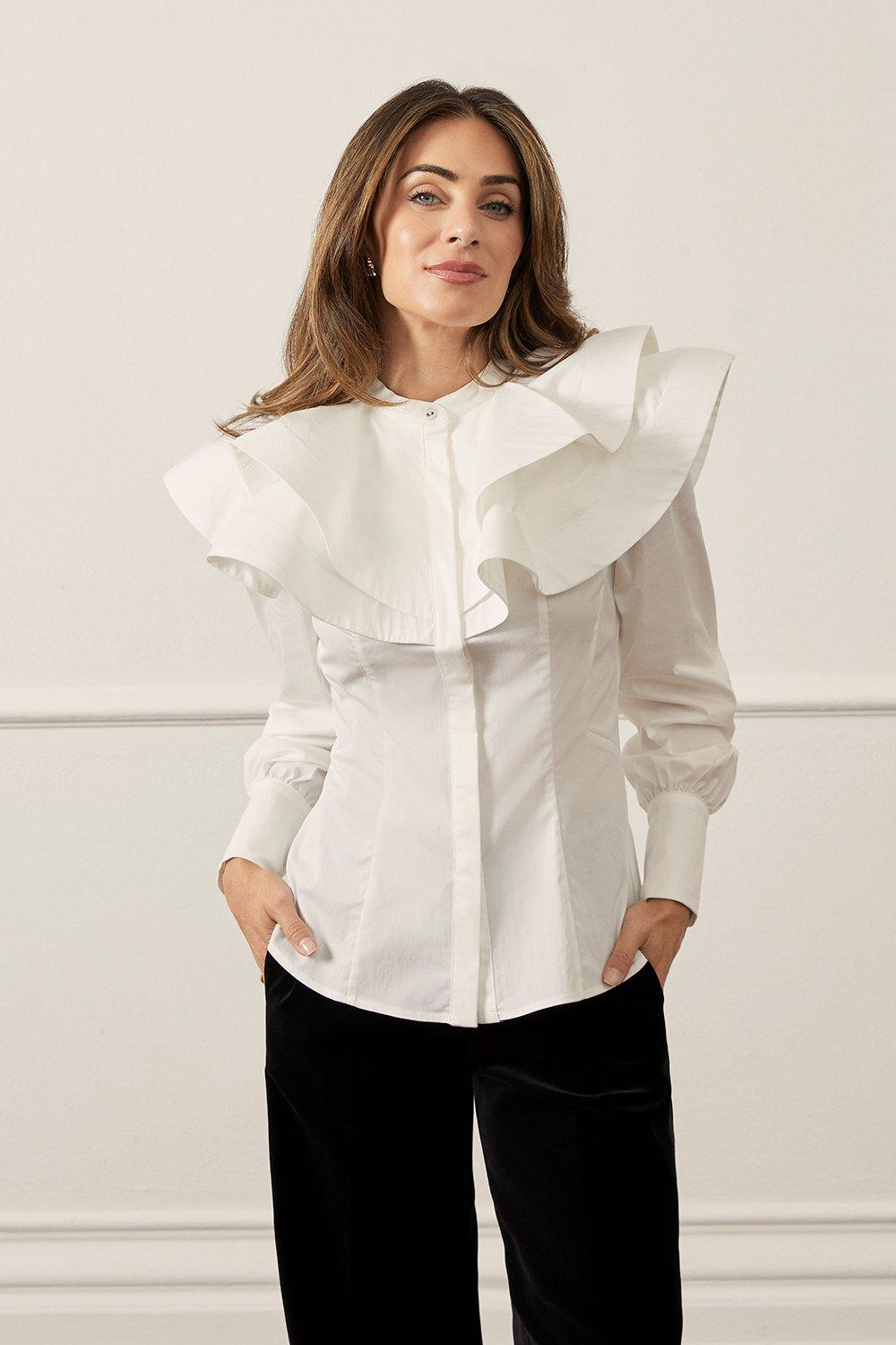 Plus Size Viscose Linen Woven Button Detail Shirt | Karen Millen Plus Size Viscose Linen Woven Button Detail Shirt | Karen Millen