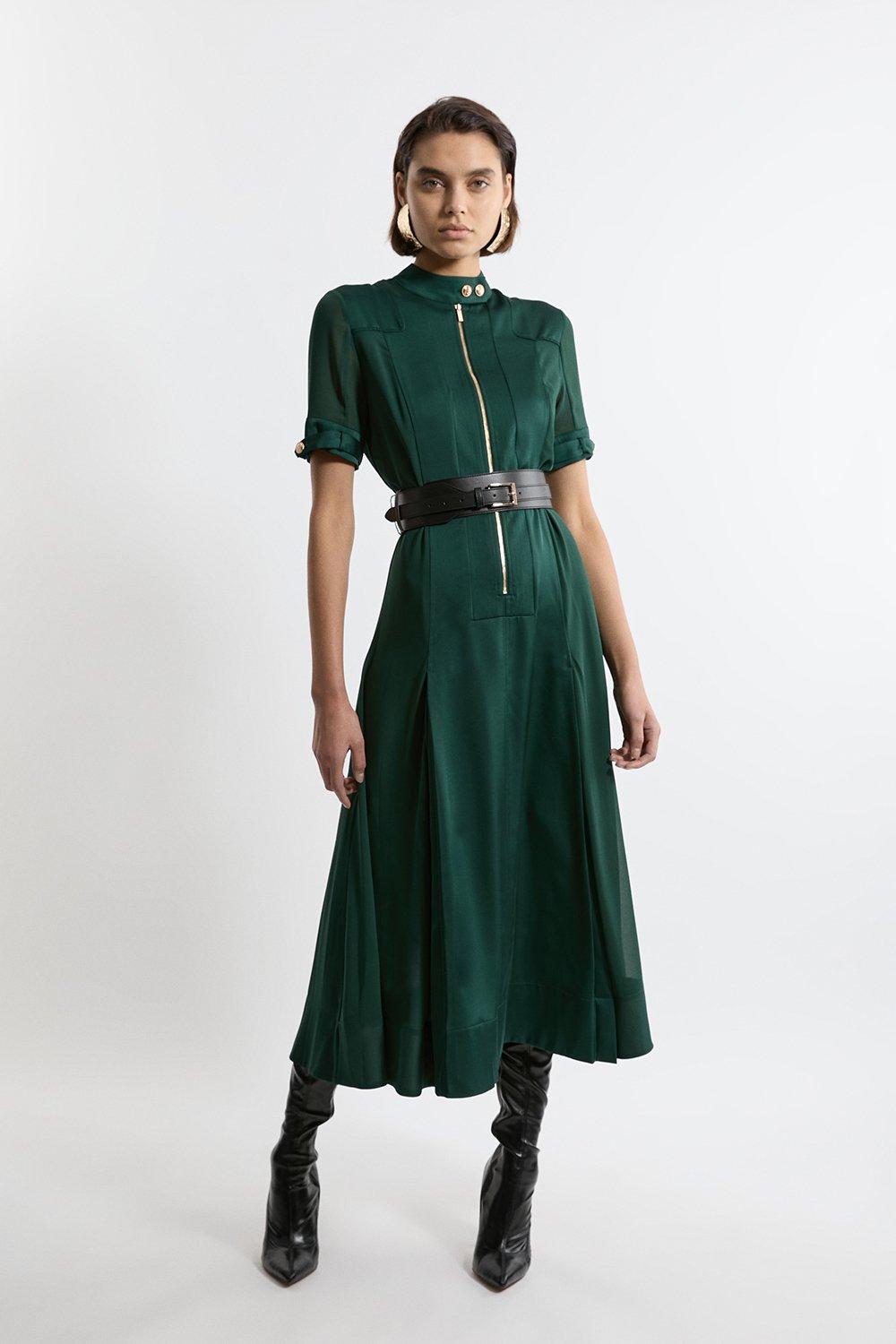 Poplin Dropped Strong Shoulder Woven Shirt Dress | Karen Millen Poplin Dropped Strong Shoulder Woven Shirt Dress | Karen Millen