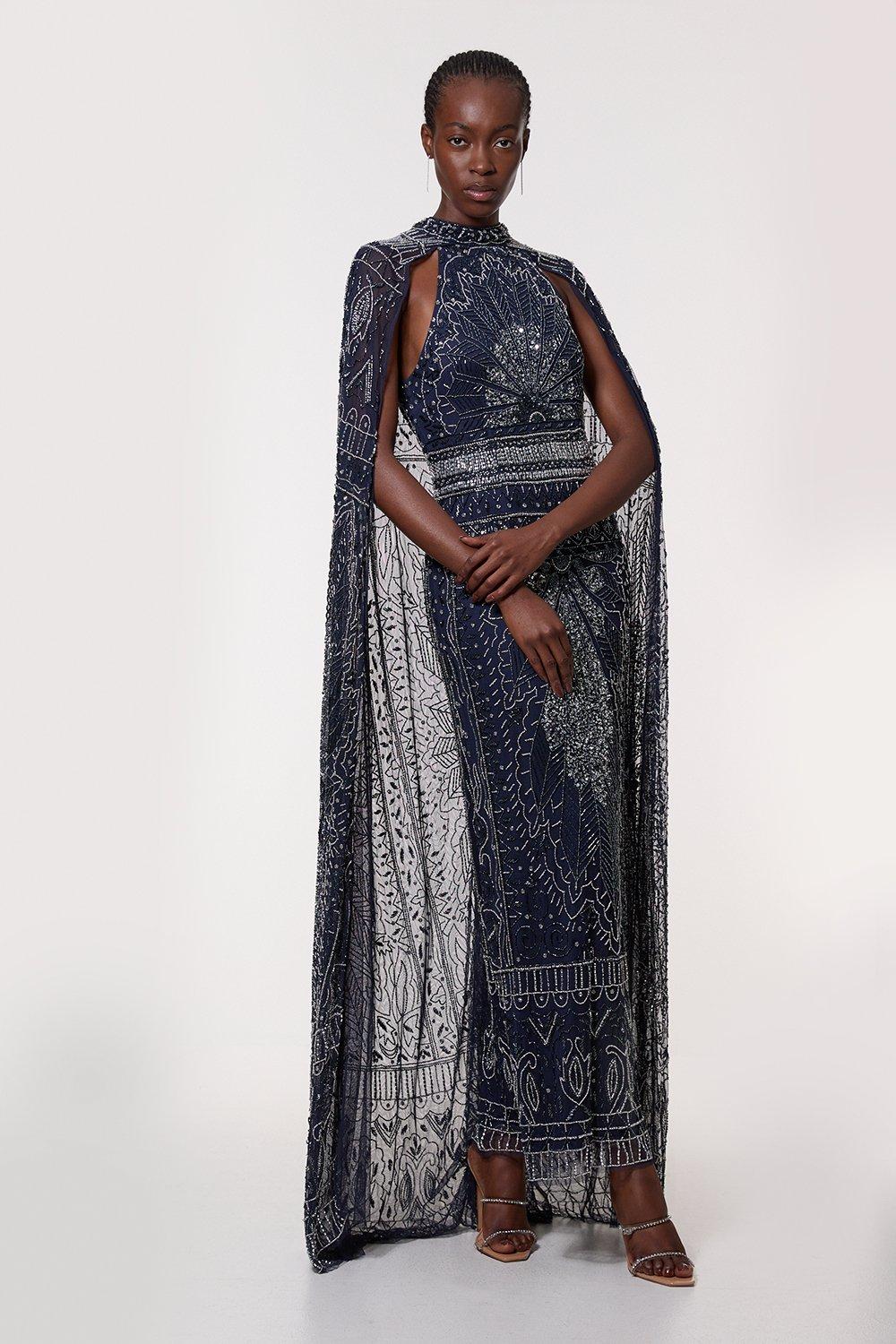 KAREN MILLEN コットンストライプ フルスカート ミディドレス OOTO Lace Mix Slip Maxi Dress | Karen Millen