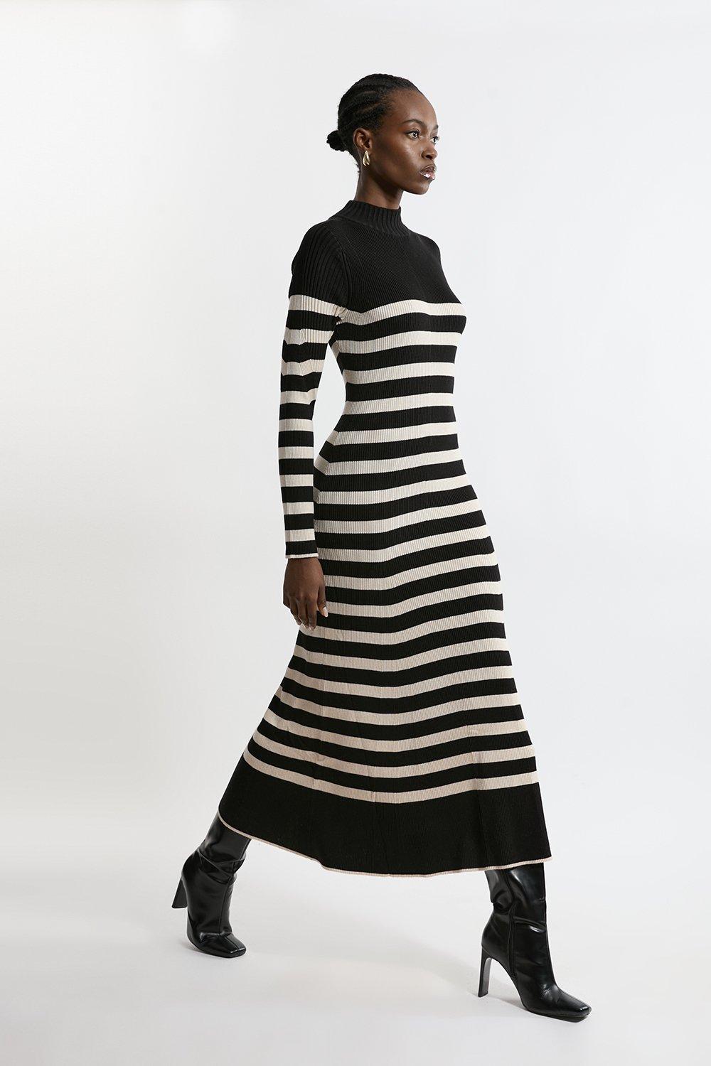 Figure Form Bandage Embellished Collar Knit Mini Dress