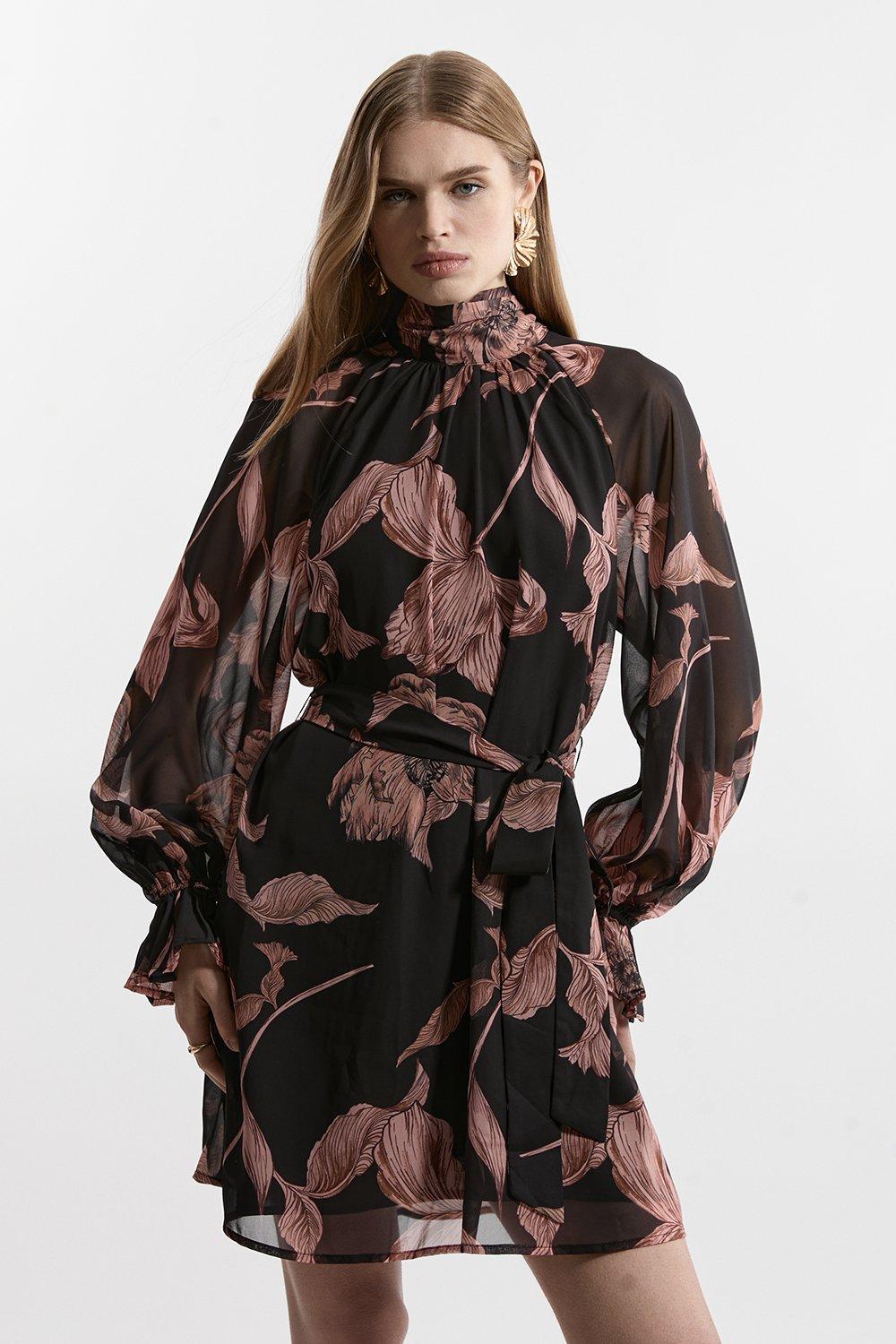 Lydia Millen Floral Jacquard Mini Dress With Tie Detail And