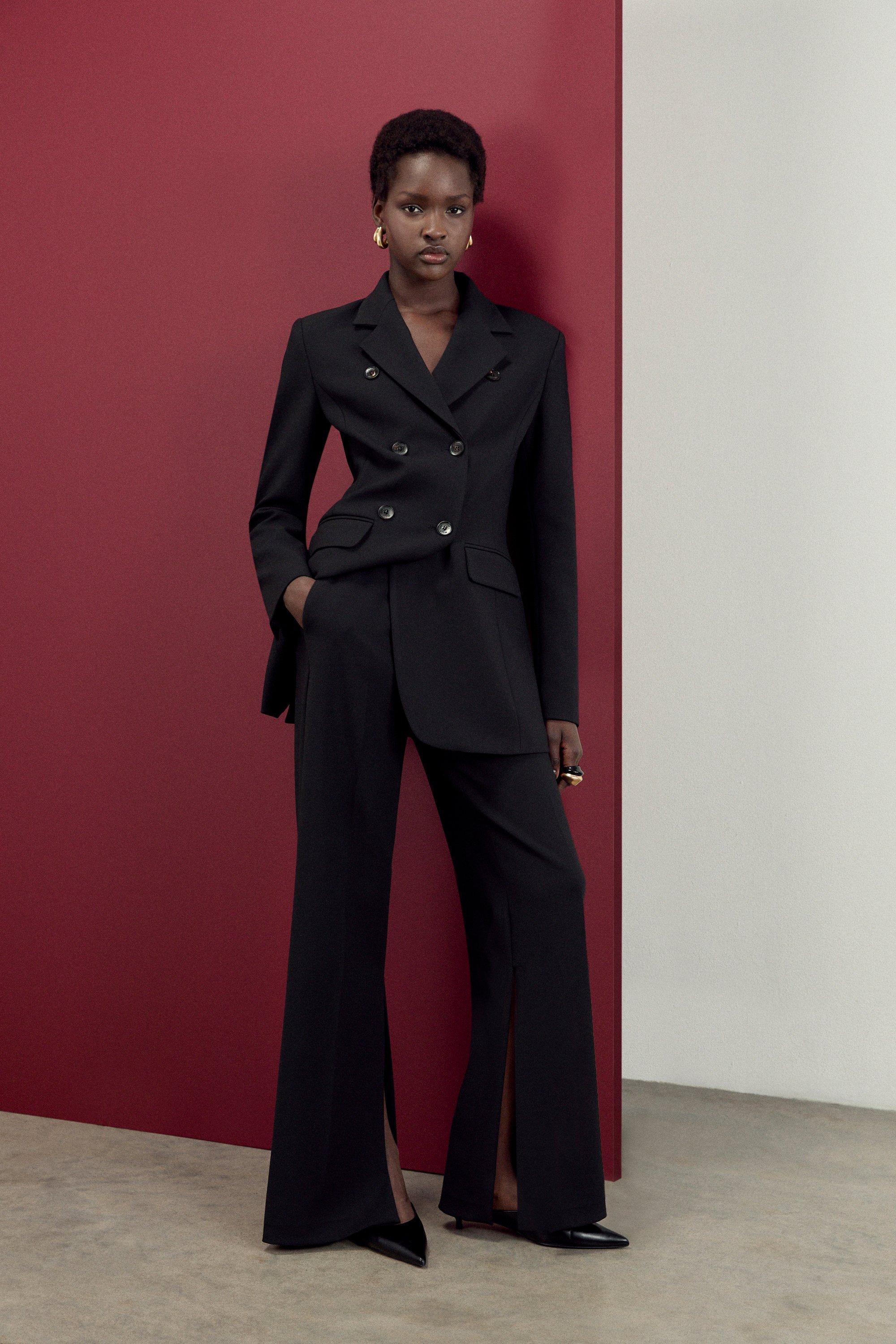 Relaxed Tailored Button Pocket Detail Straight Leg Pants