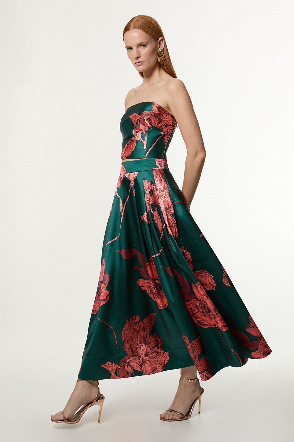 Rose Floral Twill Prom Skirt | Karen Millen