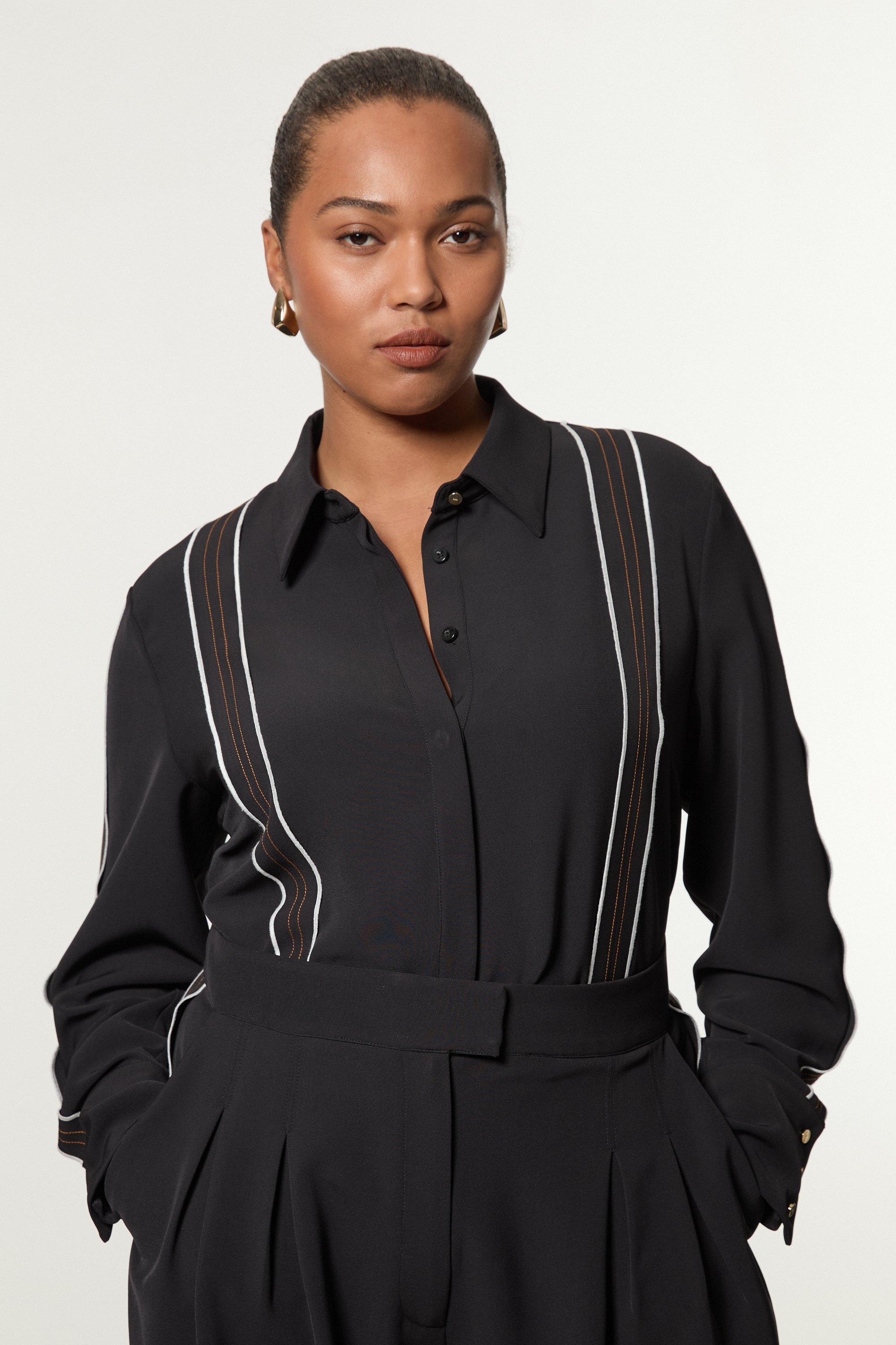 Military Sheer Satin Cape Detail Woven Top | Karen Millen