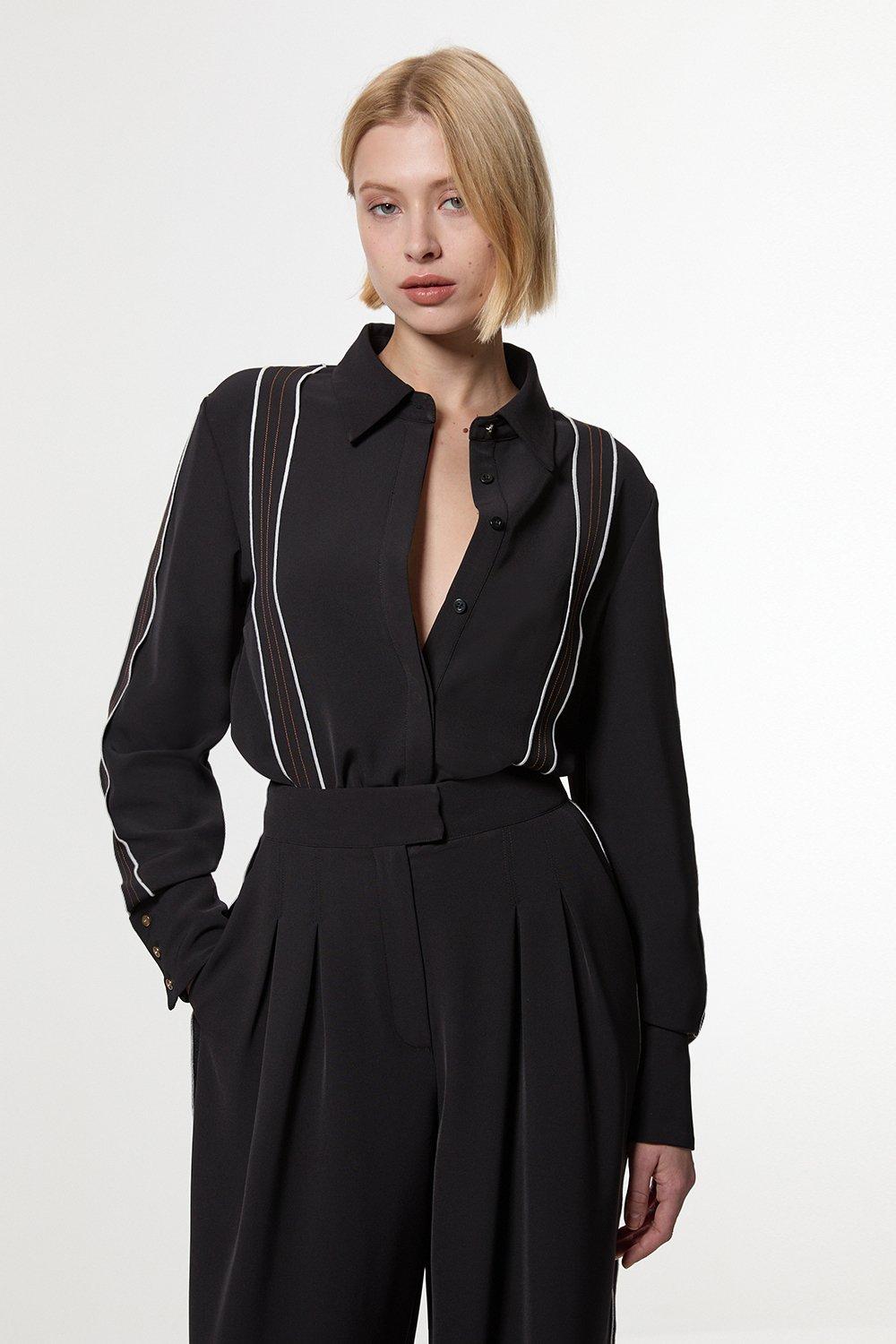 Mono Floral Woven High Neck Blouse | Karen Millen
