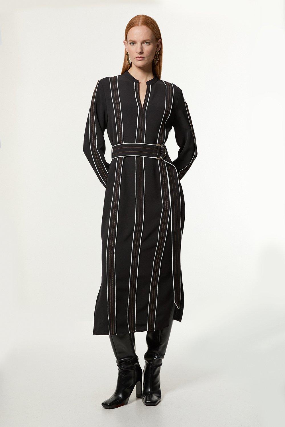 KAREN MILLEN テーラード ミディコート ストレッチ 日本未入荷 Figure Form Bandage Knit Shoulder Detail Midi Dress | Karen