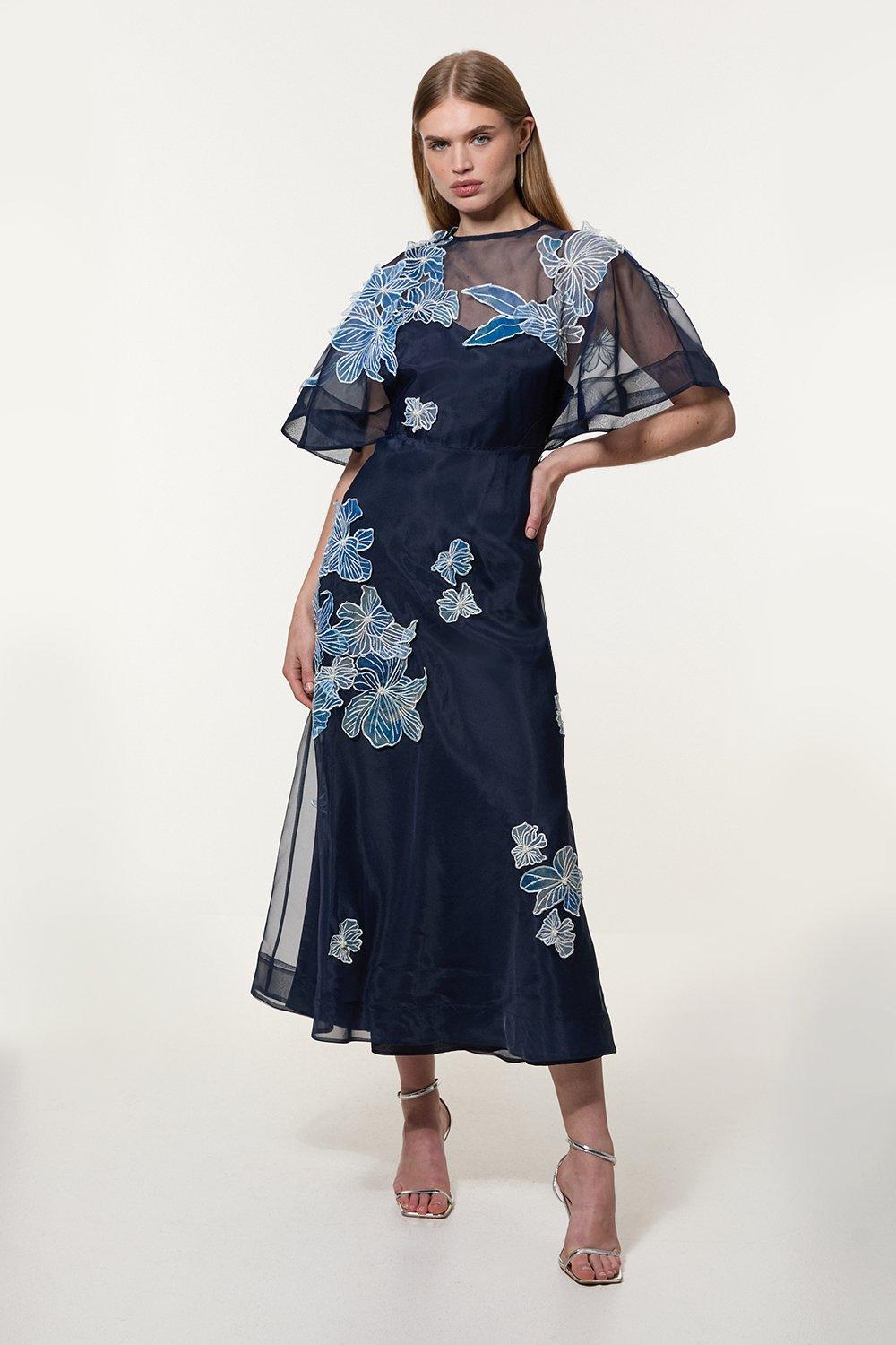 Tall Ooto Sheer Panelled Long Sleeve Woven Maxi Dress