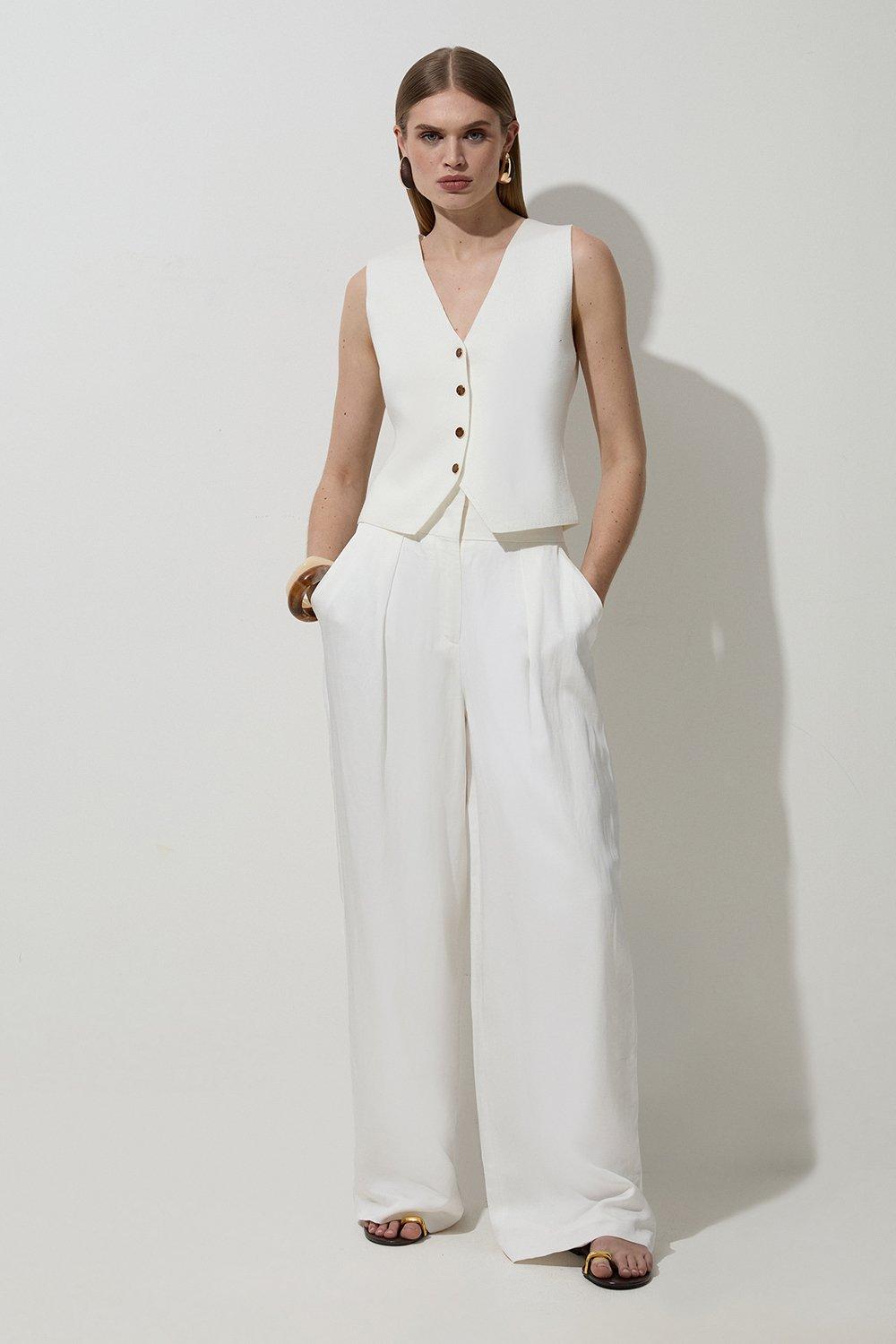日本未入荷★Karen Millen パターン柄ワイドパンツ Tall Herringbone Straight Leg Cropped Trousers | Karen Millen