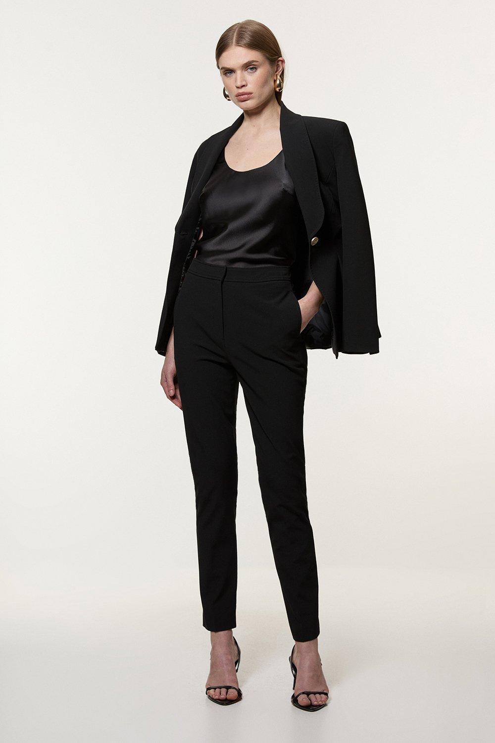Relaxed Tailored Button Pocket Detail Straight Leg Trousers