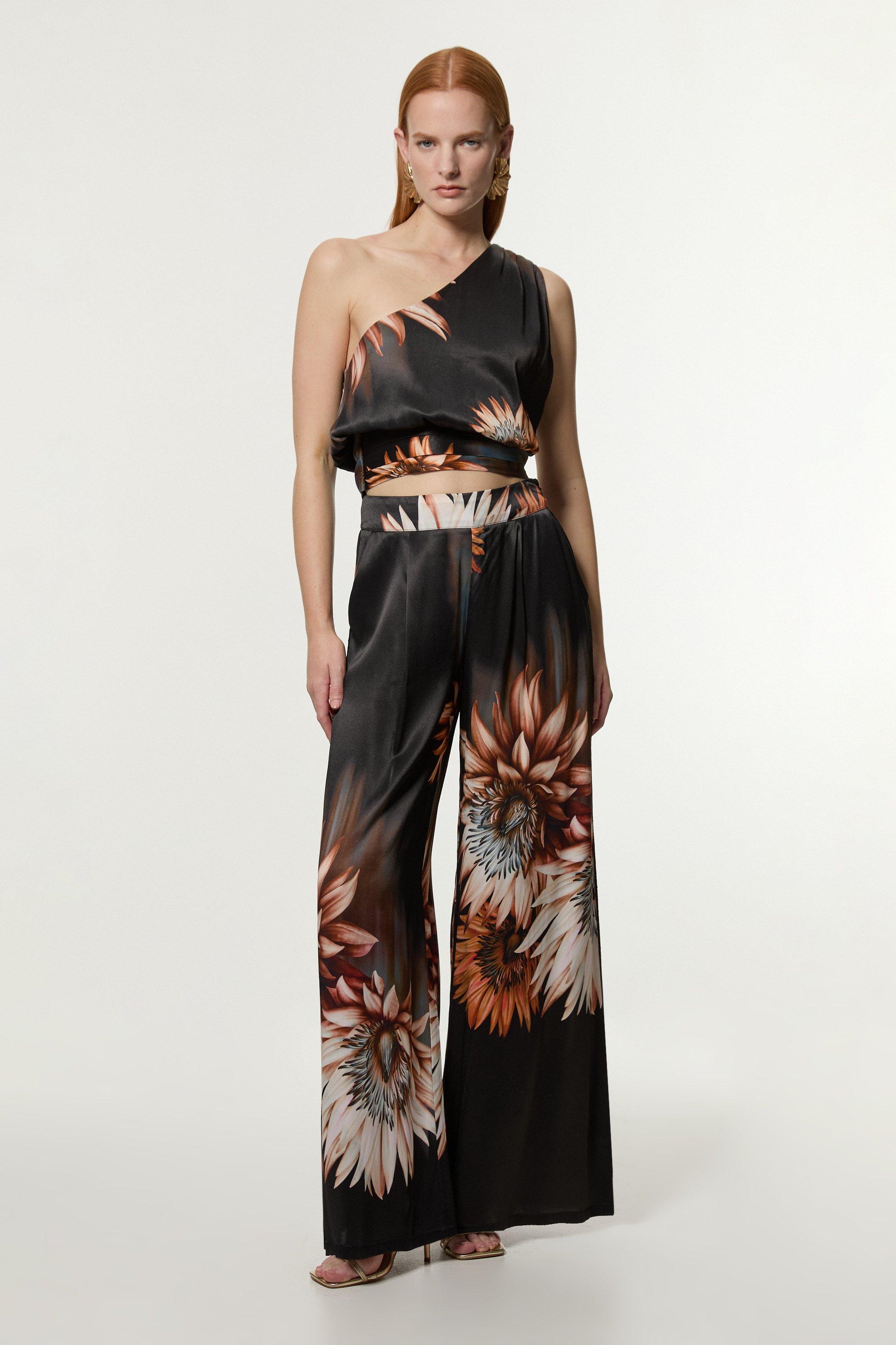 Plus Size Lydia Millen Rose Fluid Woven Palazzo | Karen Millen