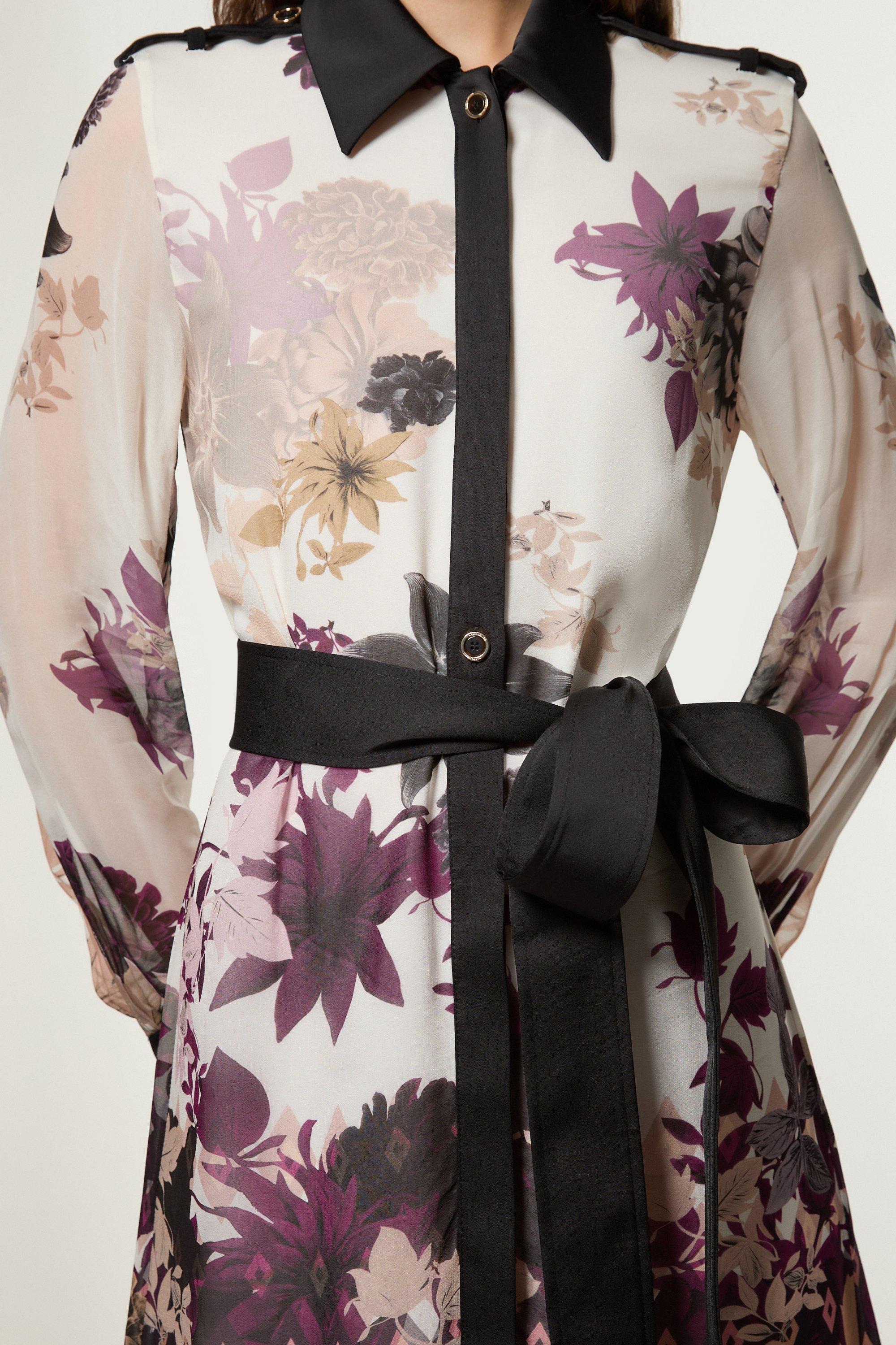 Viscose Linen Scenic Placed Print Balloon Woven Shirt Dress Viscose Linen Scenic Placed Print Balloon Woven Shirt Dress