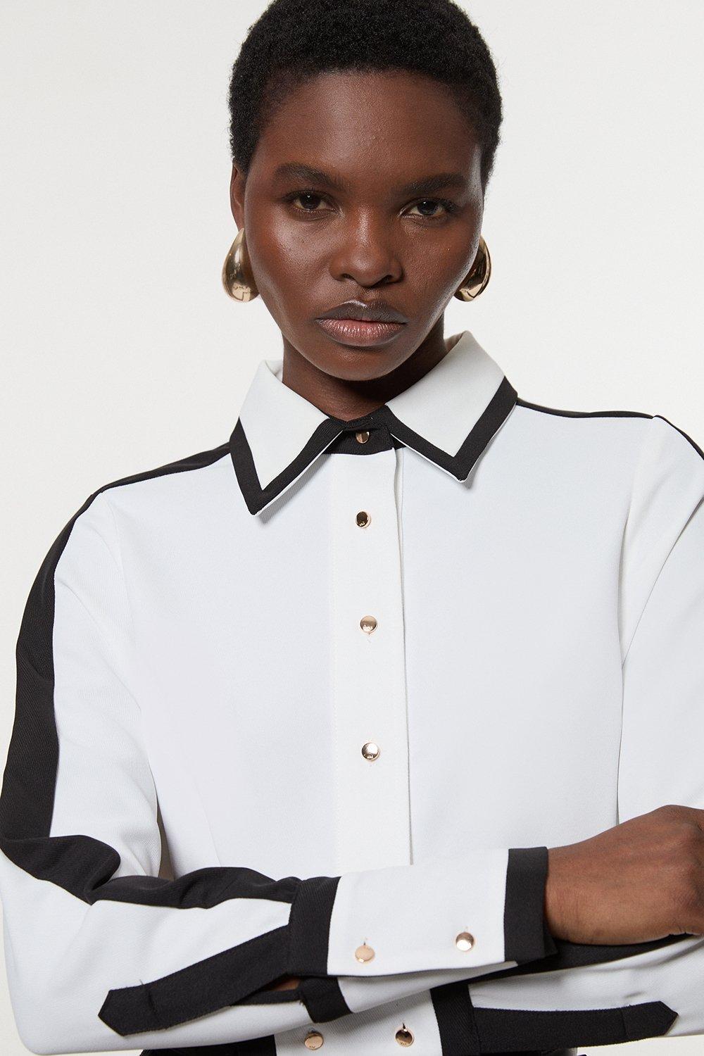 Military Belted Sheer Woven Shirt | Karen Millen