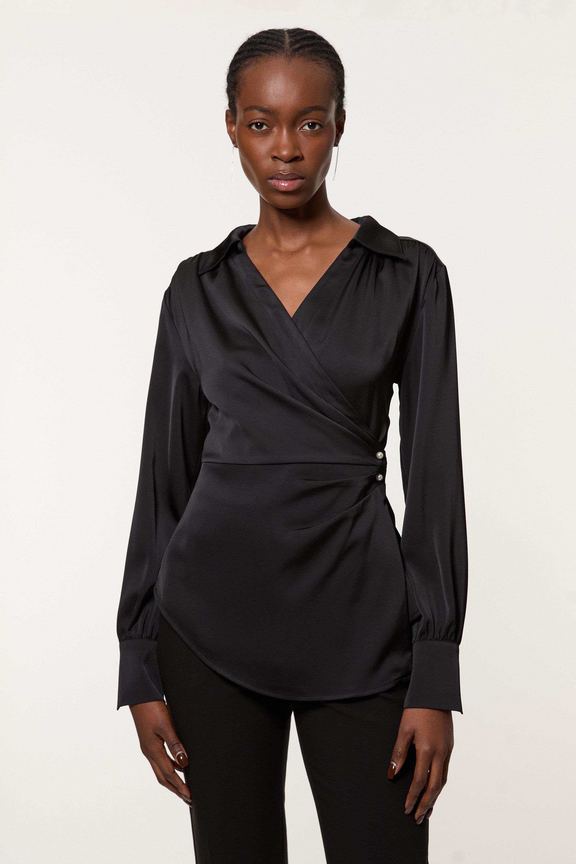 Tall Georgette Woven Tie Neck Blouse | Karen Millen