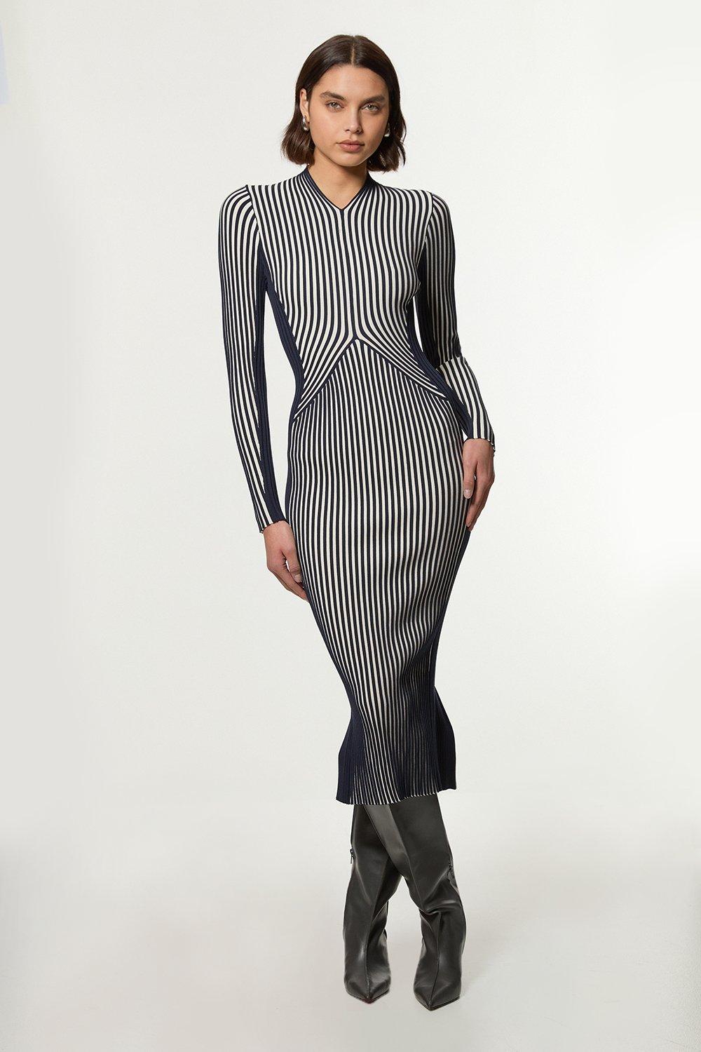 Soft Tailored Color Block High Low Hem Dress | Karen Millen