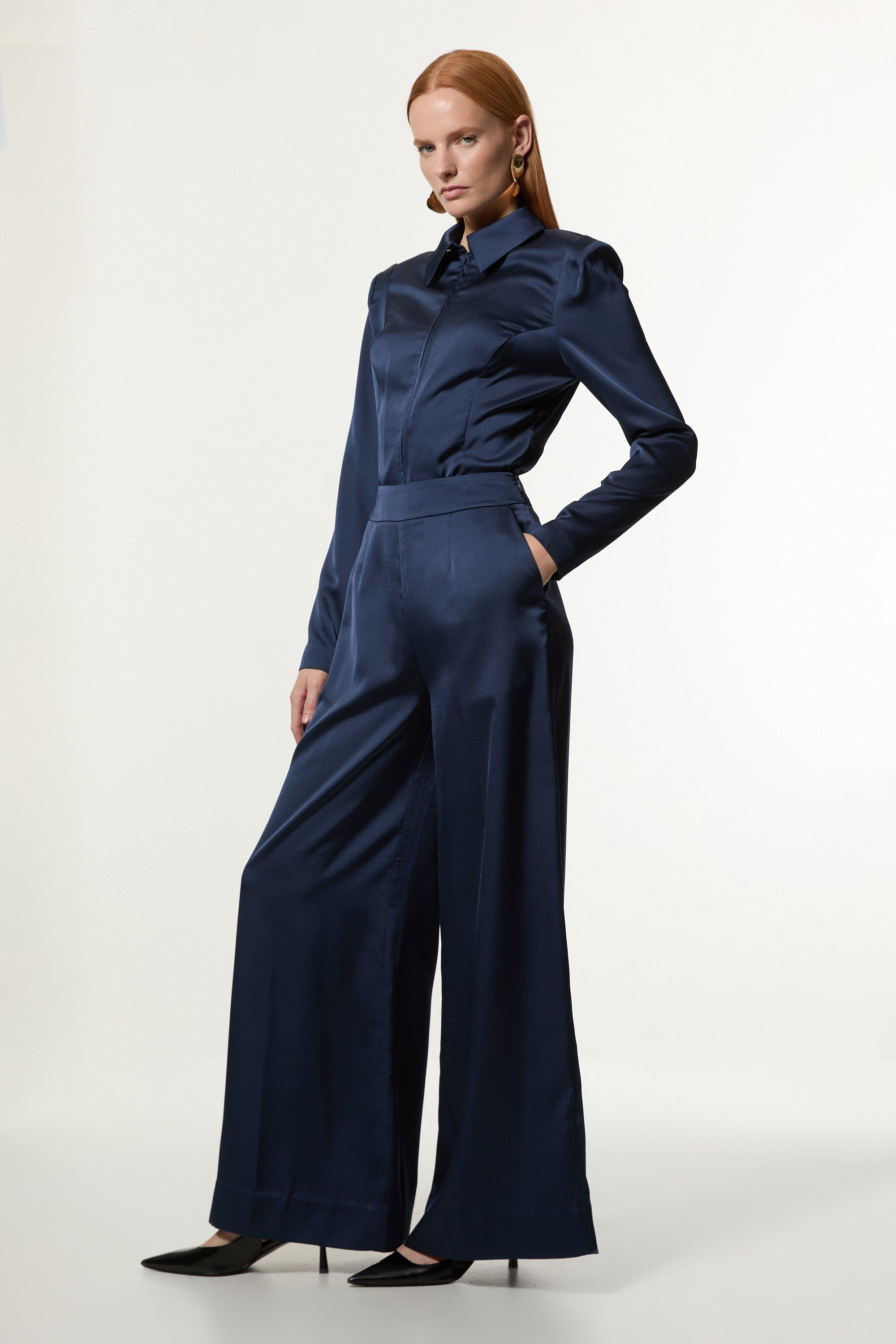 Tailored Pleated Wide Leg Pants | Karen Millen
