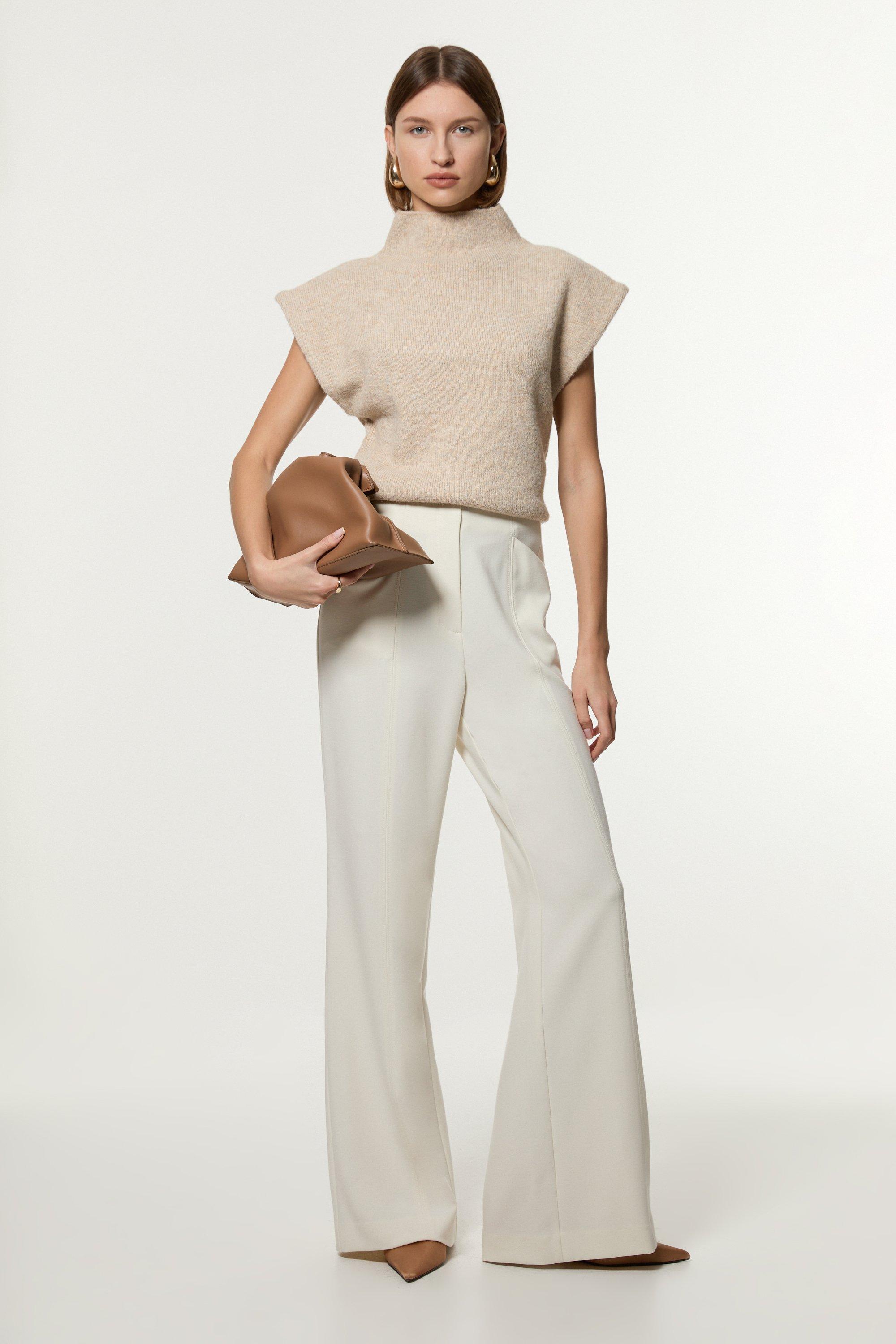 Compact Stretch High Waist Wide Leg Pants | Karen Millen